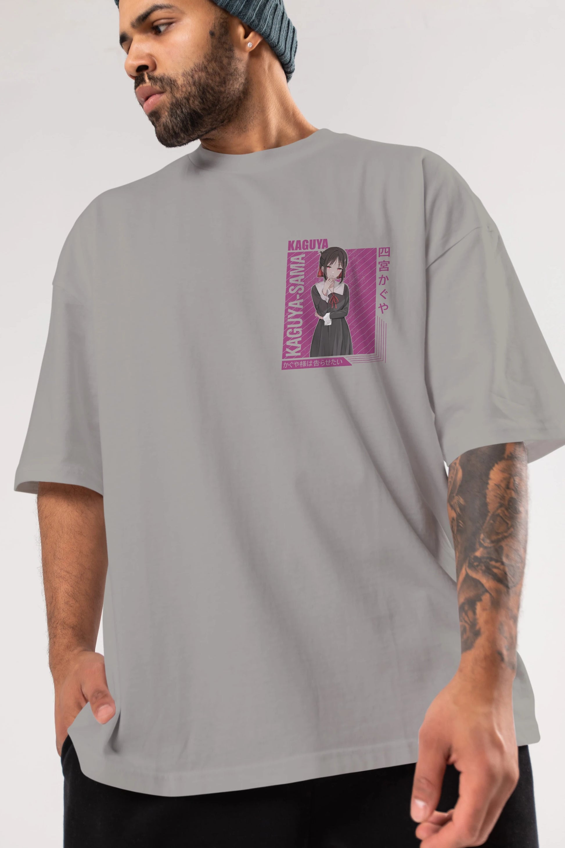 Kaguya Shinomiya 4 1 Ön Sol Baskılı Oversize t-shirt Erkek Kadın Unisex %100 Pamuk Bisiklet Yaka tişort