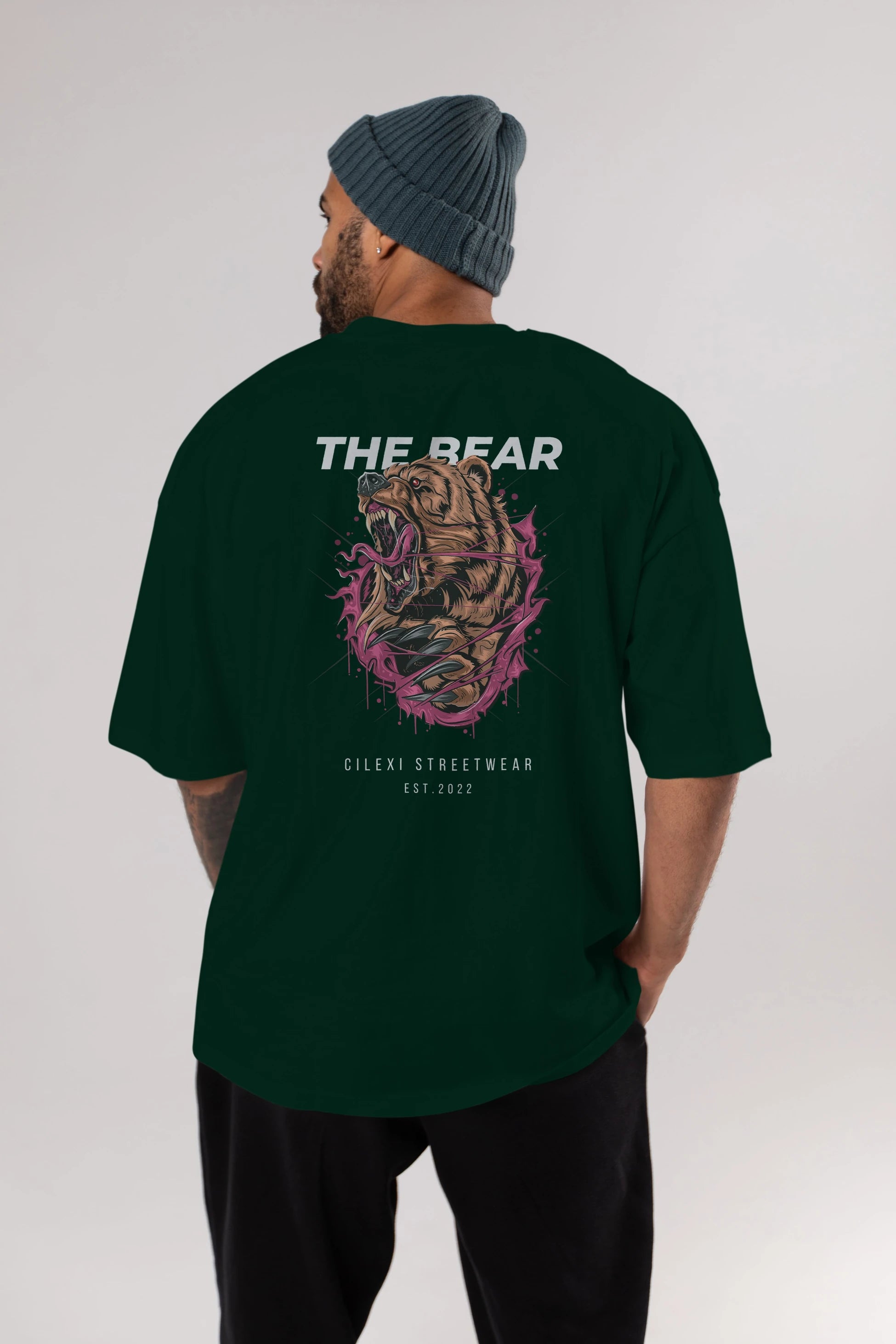 The Bear Arka Baskılı Oversize t-shirt Erkek Kadın Unisex