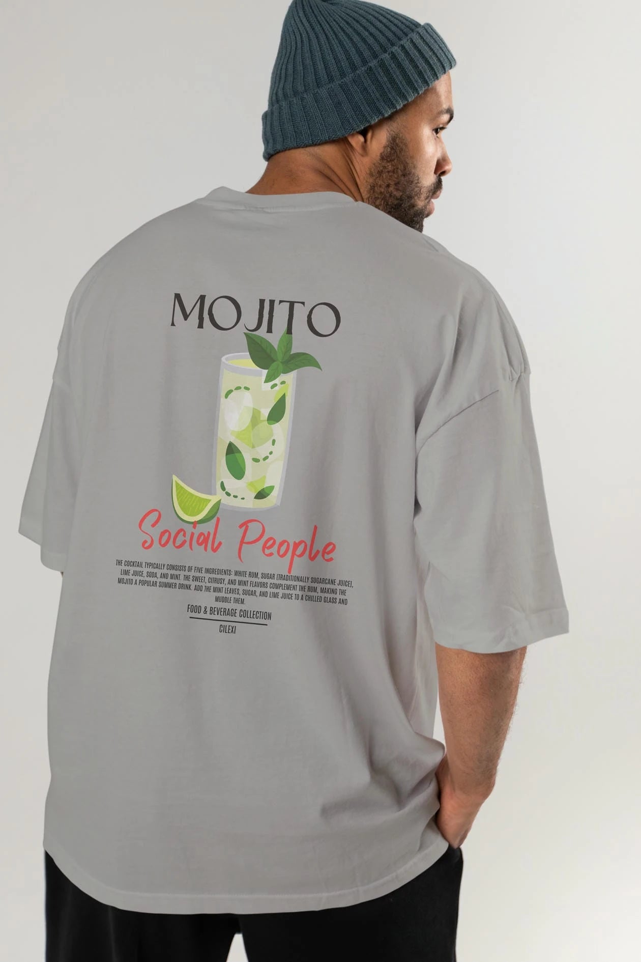 Mojıto Kokteyl Serisi Baskılı Oversize t-shirt Erkek Kadın Unisex %100 Pamuk Bisiklet Yaka tişort
