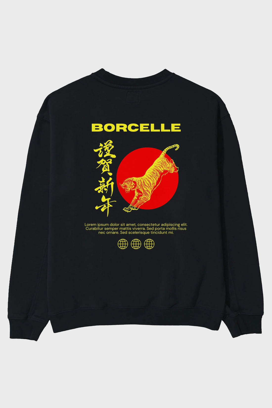 Borcelle Tiger Streetwear Arka Baskılı Oversize Sweatshirt Erkek Kadın Unisex