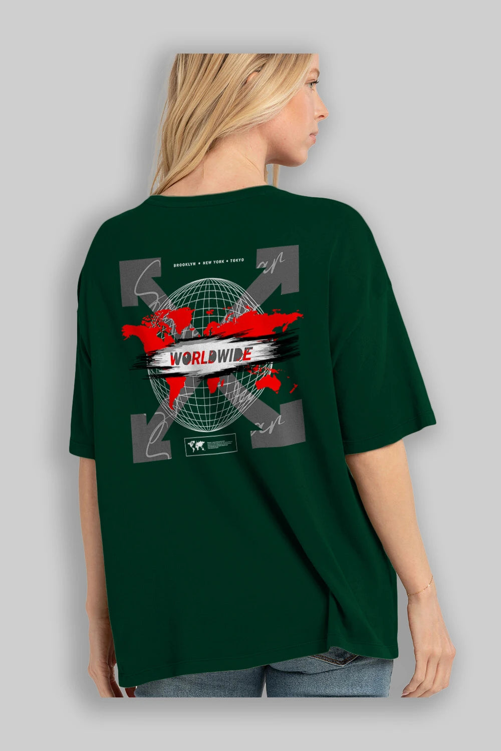 Worldwide Style Arka Baskılı Oversize t-shirt Erkek Kadın Unisex