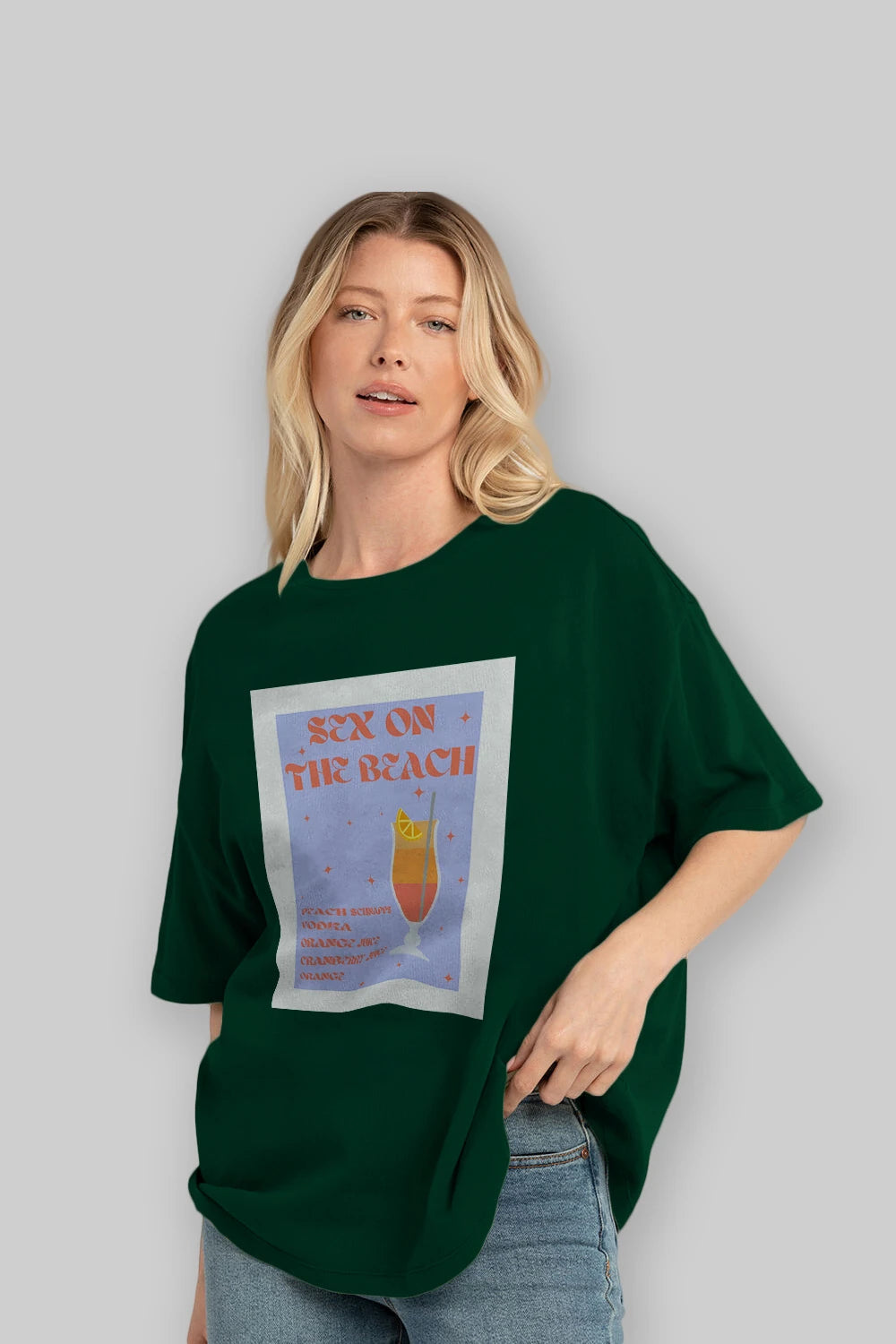 Sex On The Beach Ön Baskılı Oversize t-shirt Erkek Kadın Unisex %100 Pamuk Bisiklet Yaka tişort