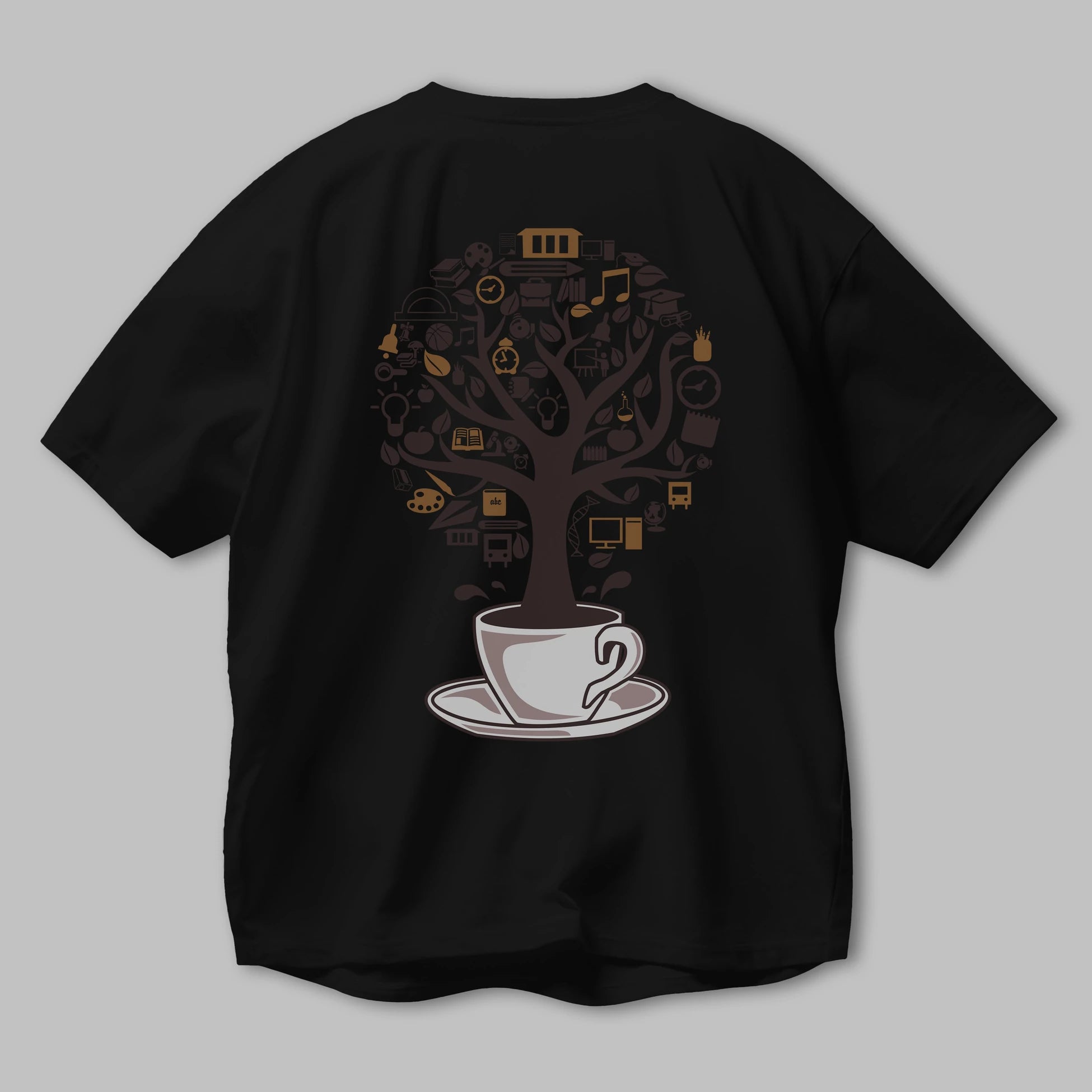 Coffee Tree Arka Baskılı Oversize t-shirt %100 pamuk Erkek Kadın Unisex