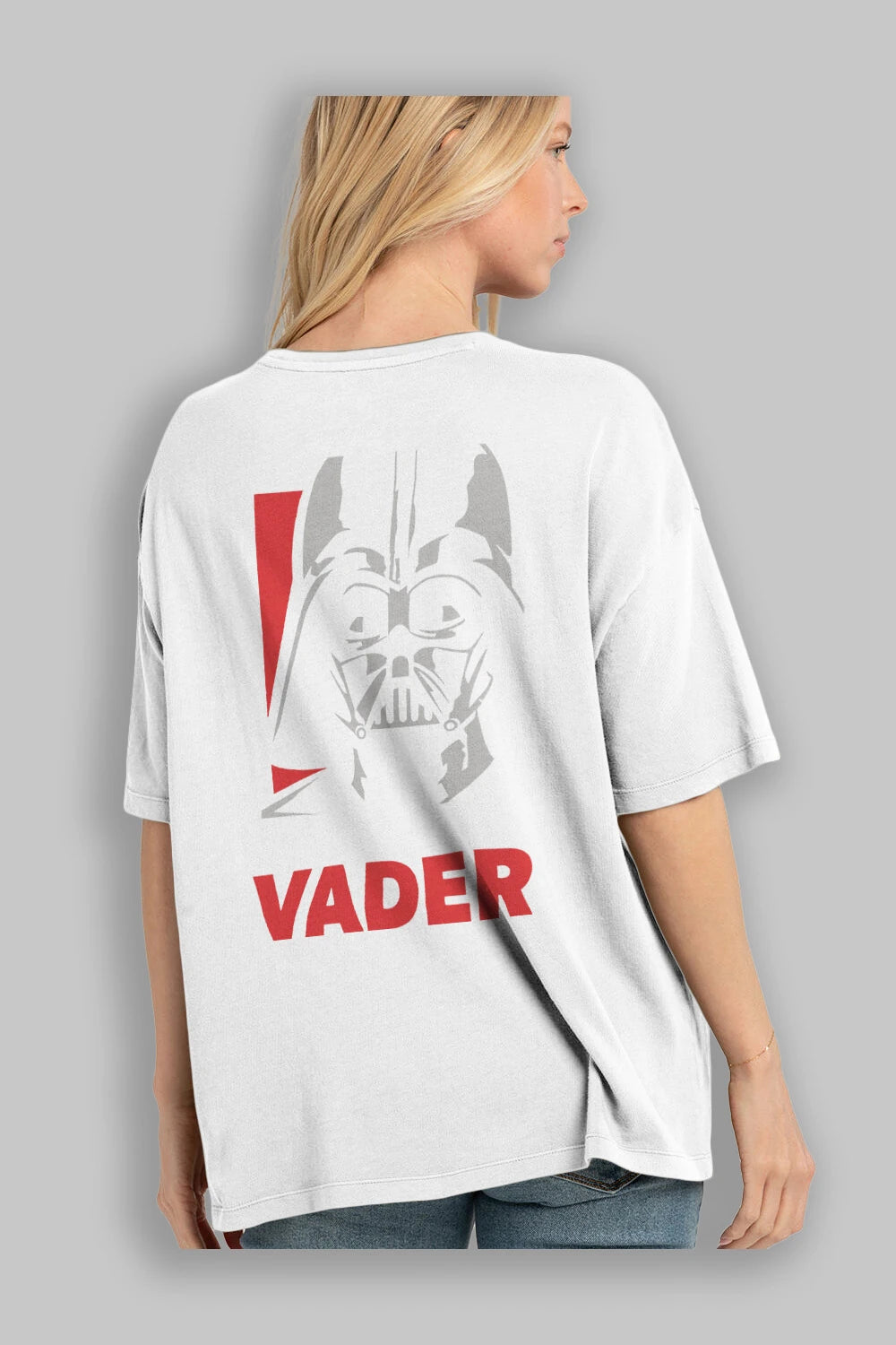 Darth Vader Arka Baskılı Oversize t-shirt Erkek Kadın Unisex %100 Pamuk Bisiklet Yaka tişort