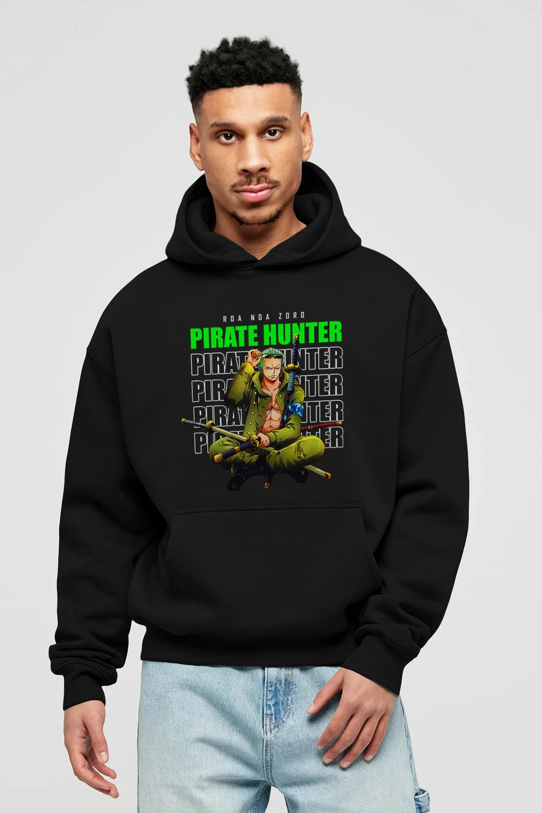 Roronoa Zoro 4 Anime Ön Baskılı Hoodie Oversize Kapüşonlu Sweatshirt Erkek Kadın Unisex