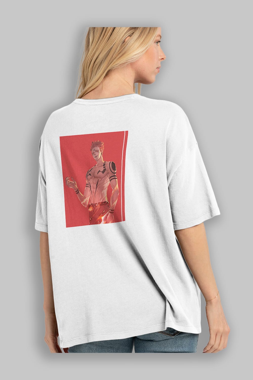 Sukuna Ryoumen 3 Anime Arka Baskılı Oversize t-shirt Erkek Kadın Unisex