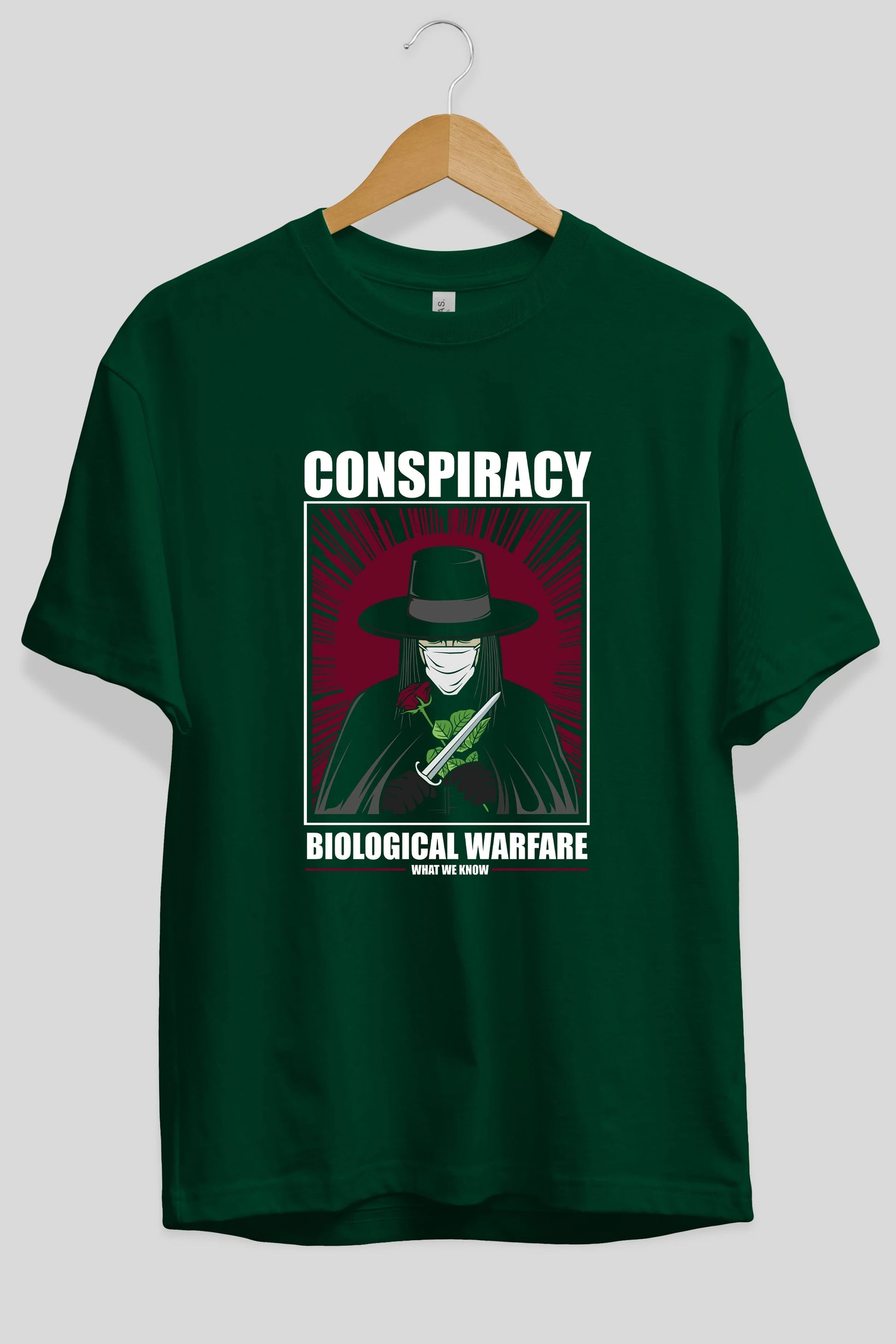 Vendetta Masker Ön Baskılı Oversize t-shirt Erkek Kadın Unisex %100 Pamuk tişort