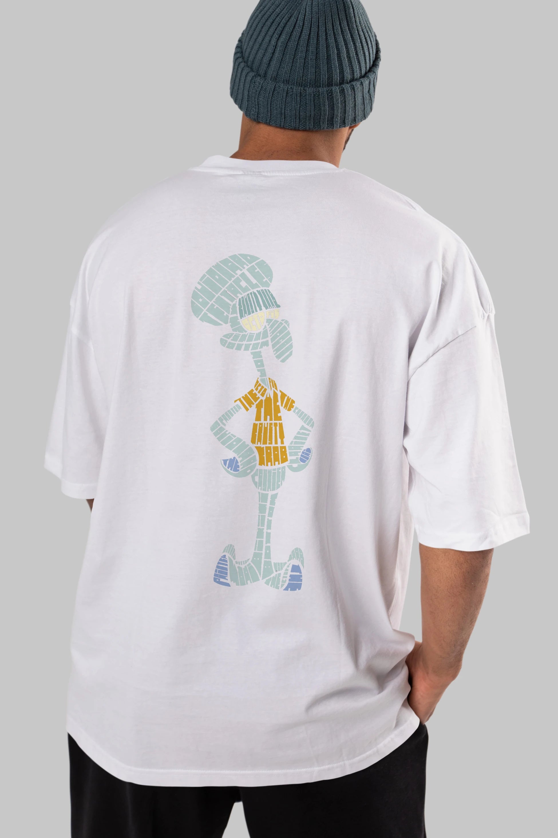 Squidward Arka Baskılı Oversize t-shirt %100 pamuk Erkek Kadın Unisex