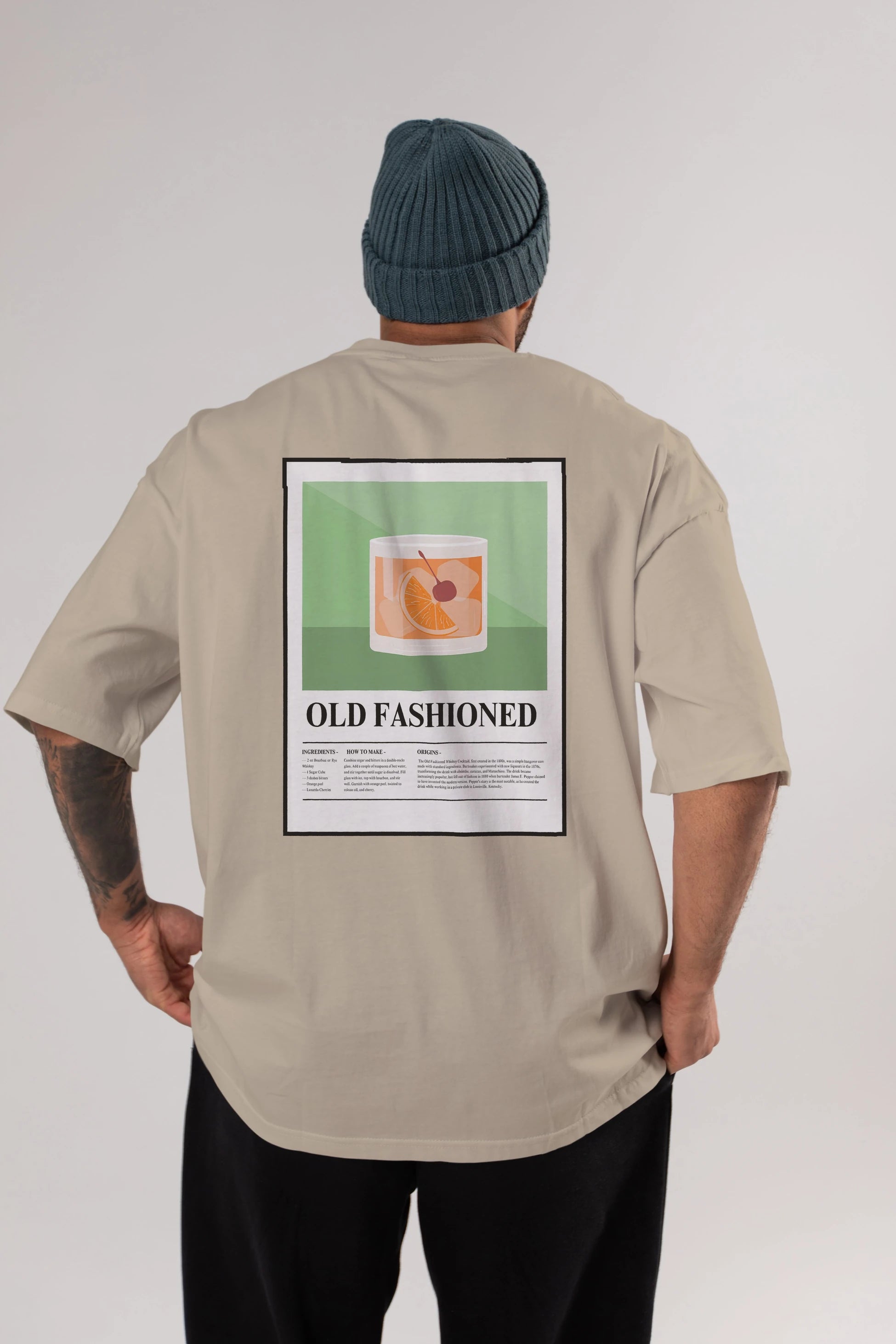 Old Fashioned Arka Baskılı Oversize t-shirt Erkek Kadın Unisex %100 Pamuk Bisiklet Yaka tişort