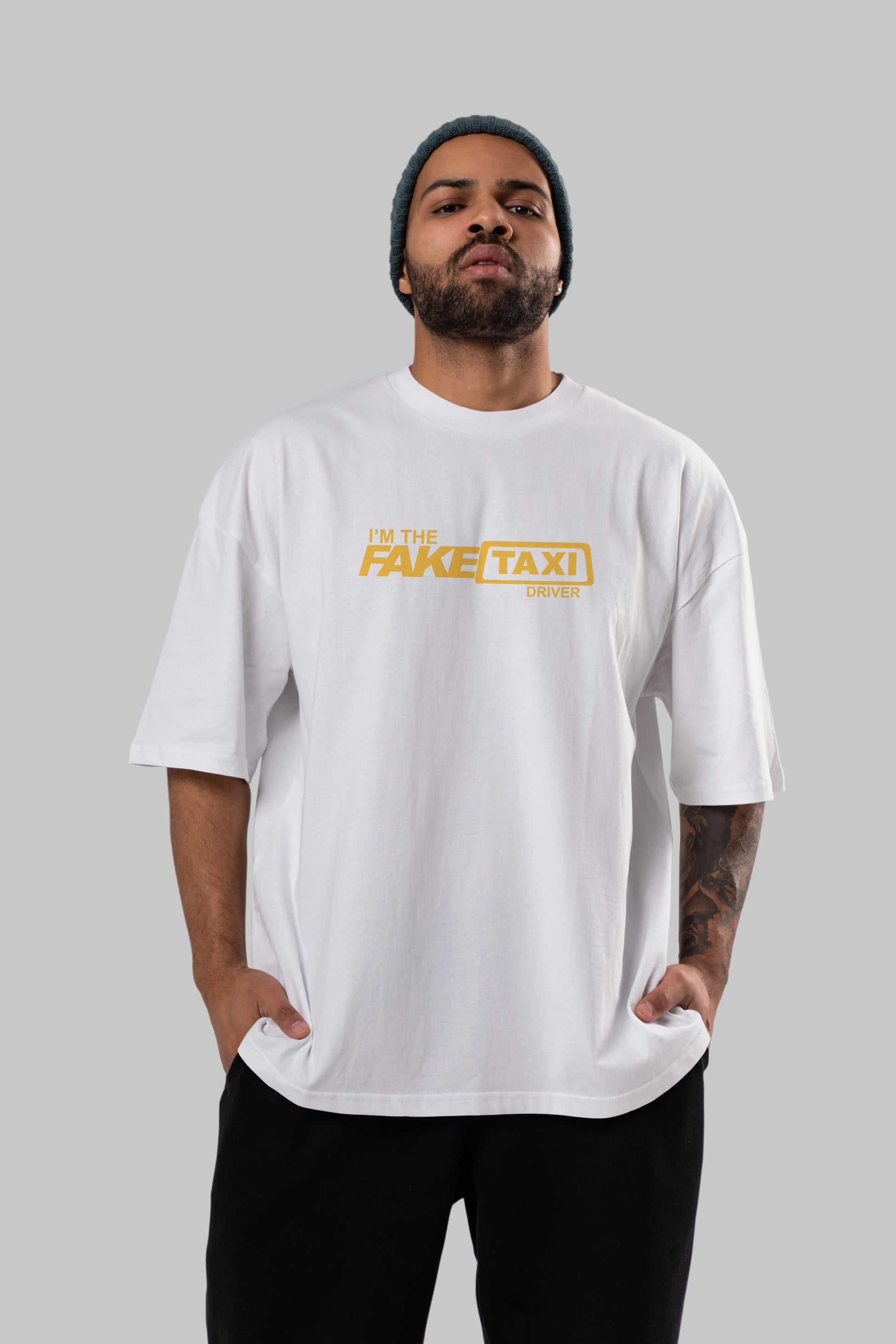 I m The Fake Taxi Ön Baskılı Oversize t-shirt %100 pamuk Erkek Kadın Unisex