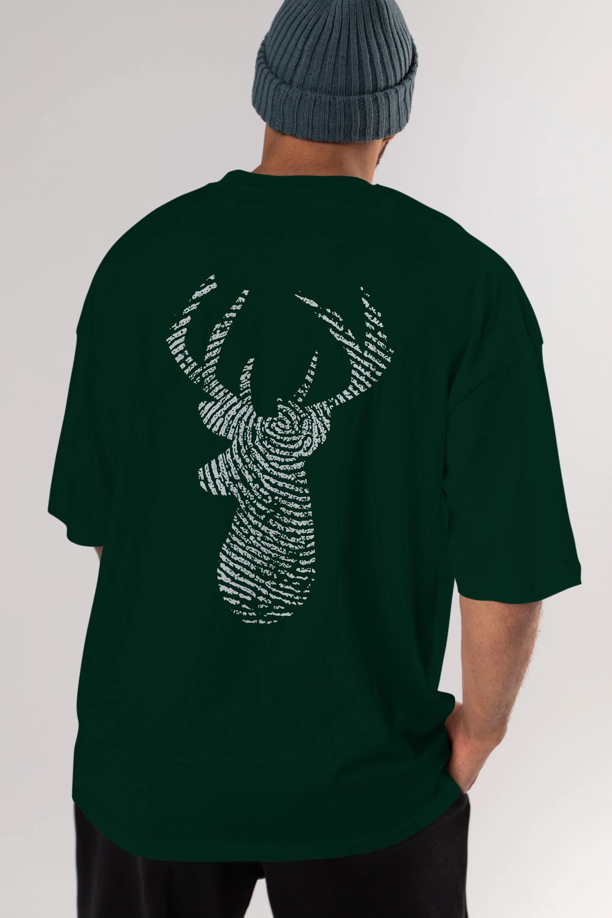 Deer 3 Arka Baskılı Oversize t-shirt %100 pamuk Erkek Kadın Unisex