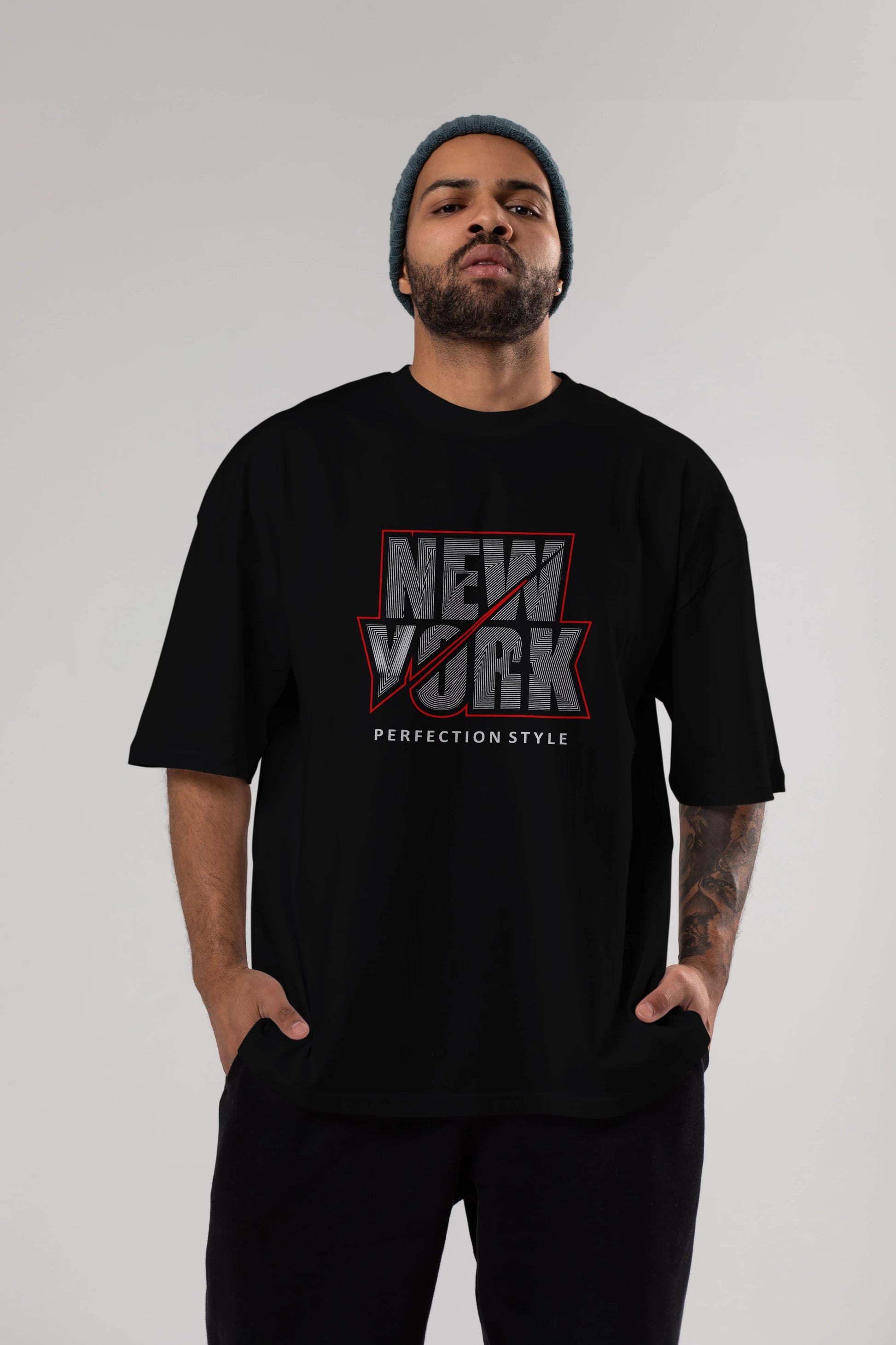 New York Perfection Style Ön Baskılı Oversize t-shirt Erkek Kadın Unisex