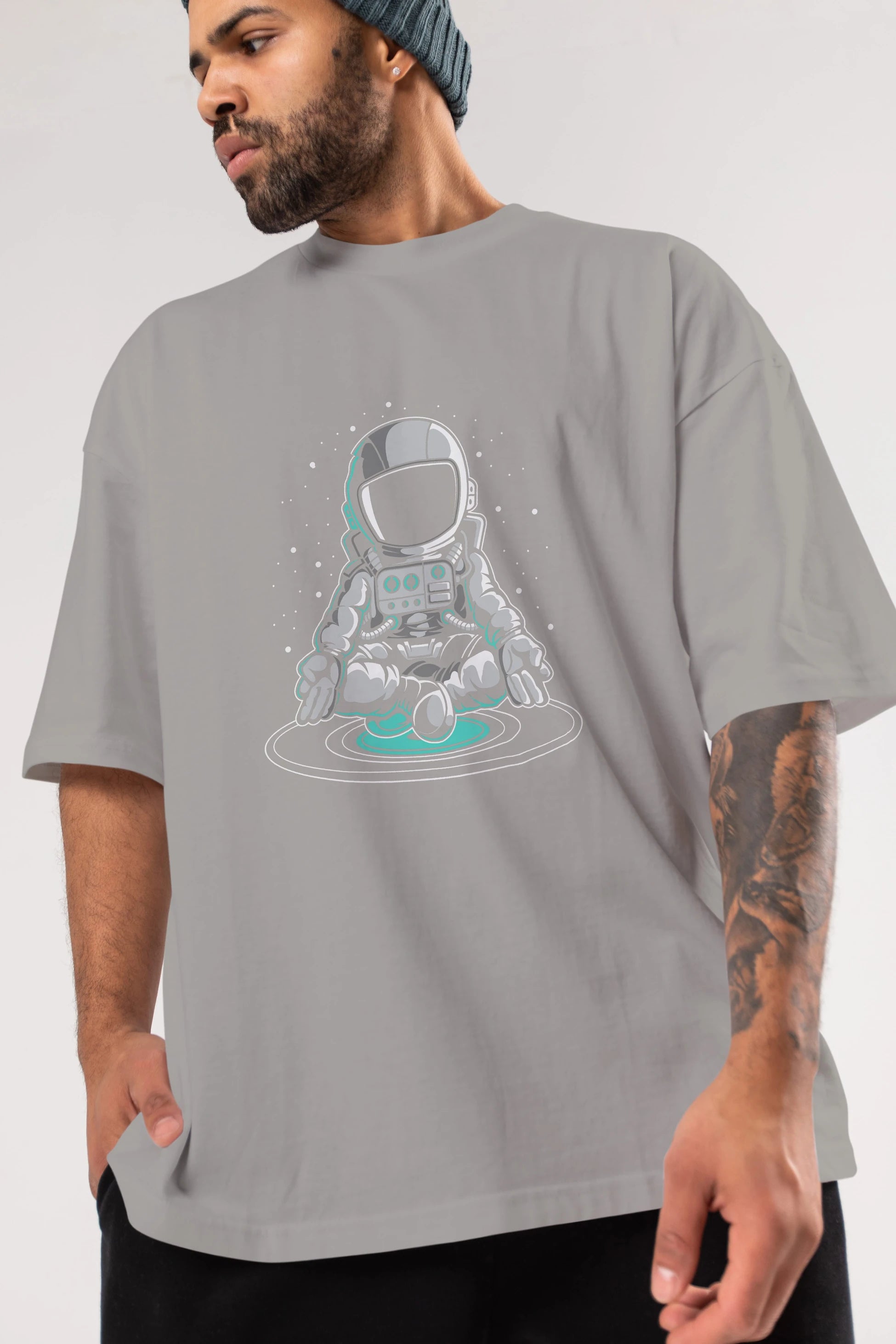 Astronaut Meditation Ön Baskılı Oversize t-shirt Erkek Kadın Unisex