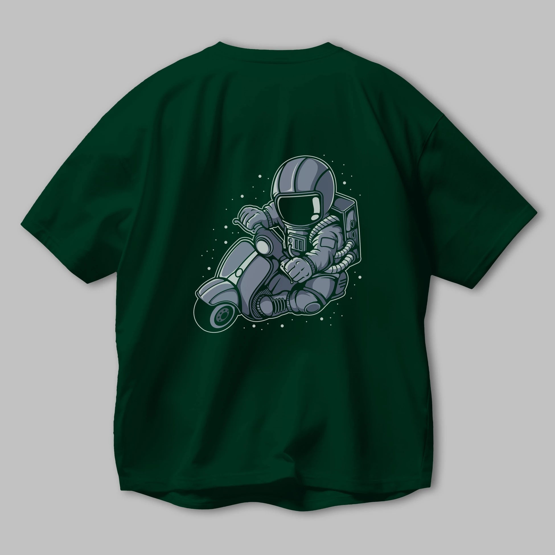 Astronaut Scooter (2) Arka Baskılı Oversize t-shirt Erkek Kadın Unisex