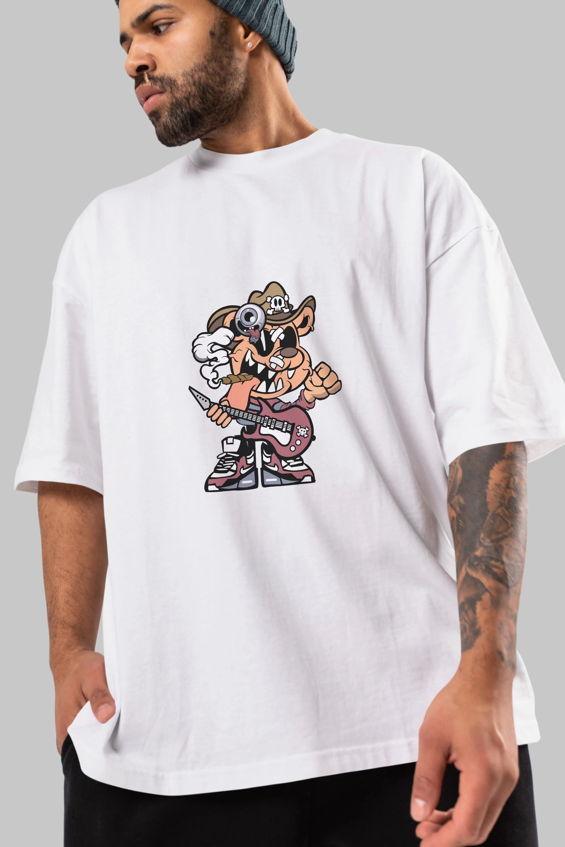 Freddy Bear Ön Baskılı Oversize t-shirt Erkek Kadın Unisex %100 Pamuk tişort