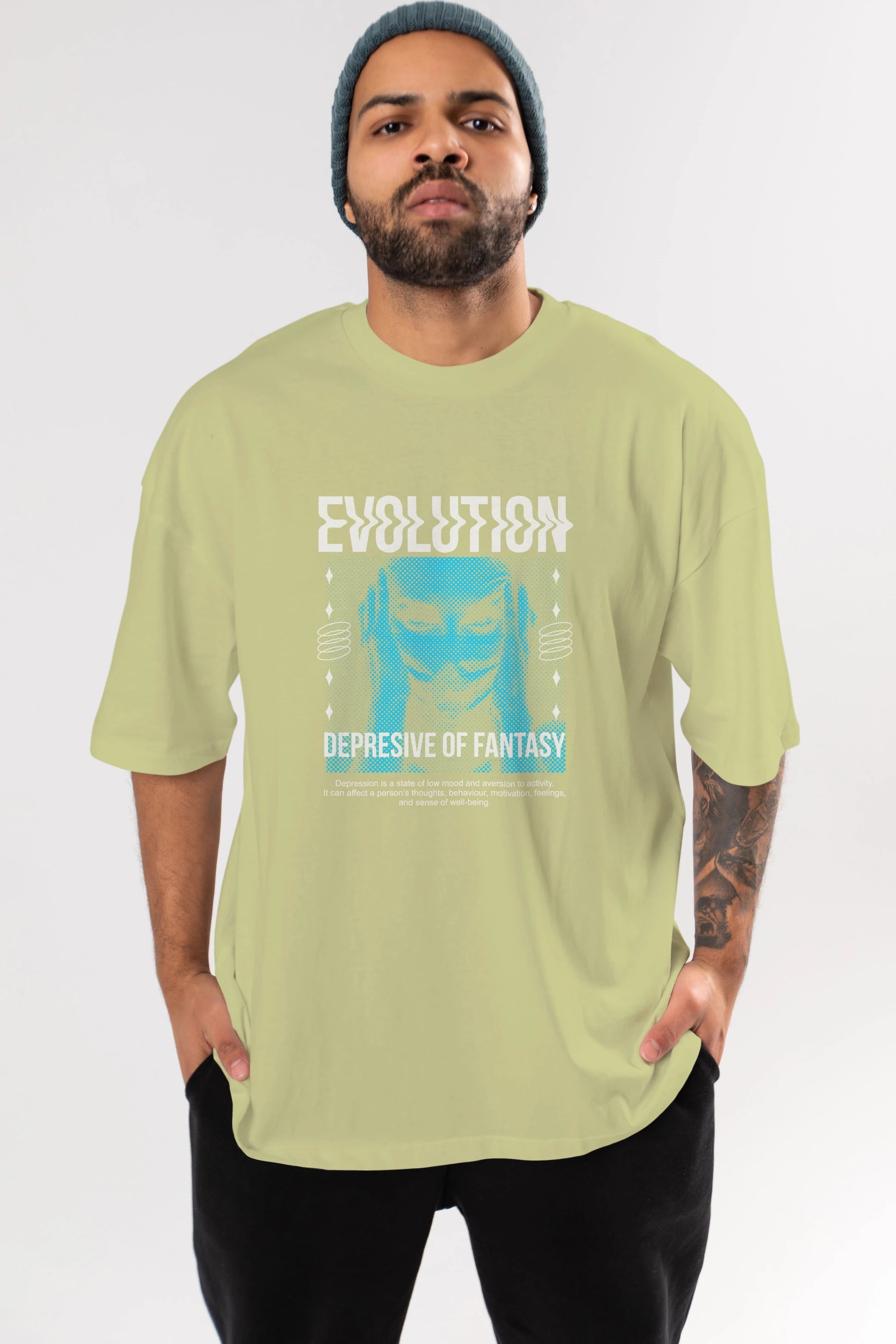 Evolution Ön Baskılı Oversize t-shirt Erkek Kadın Unisex