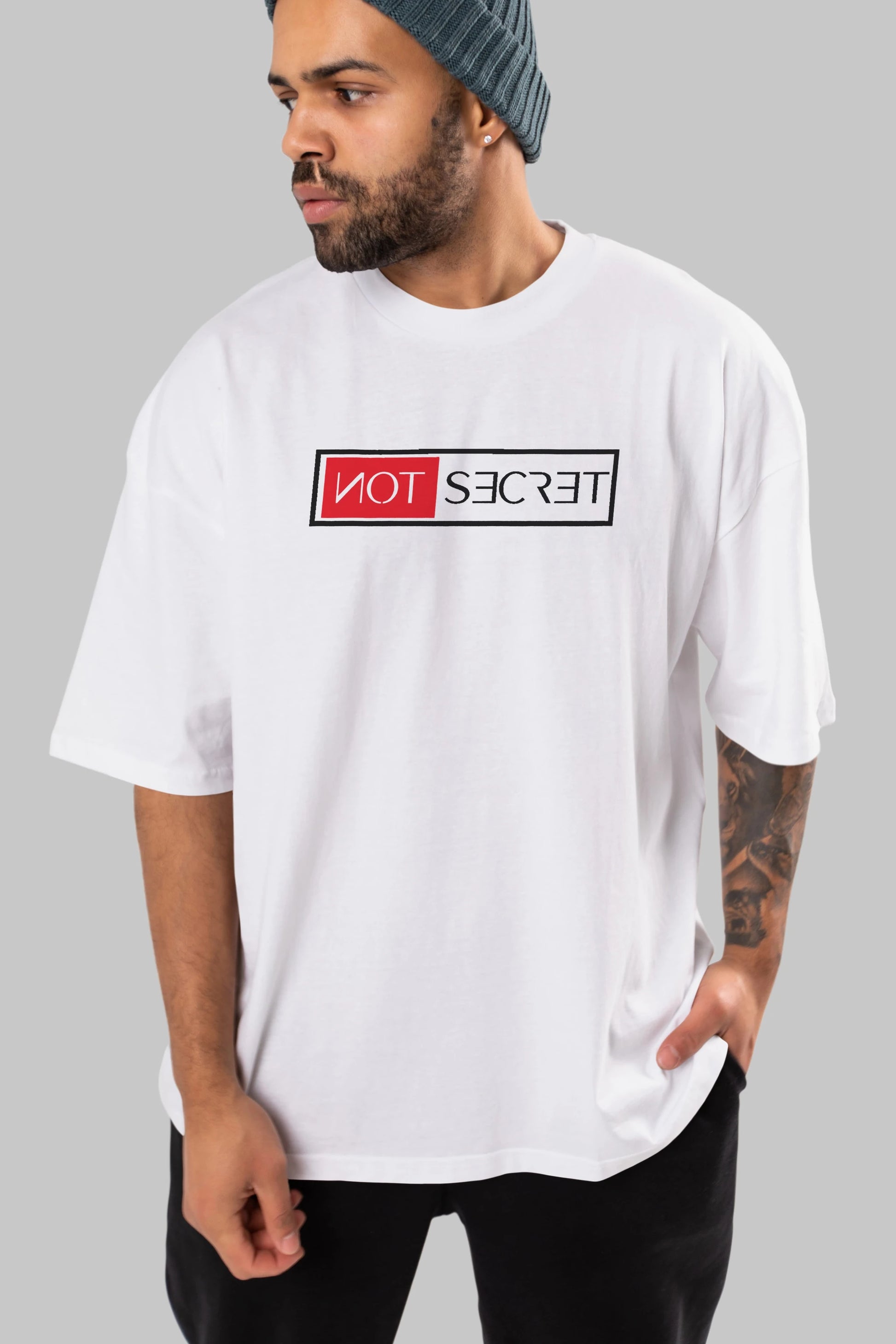 Not Secret Ön Baskılı Oversize t-shirt %100 pamuk Erkek Kadın Unisex