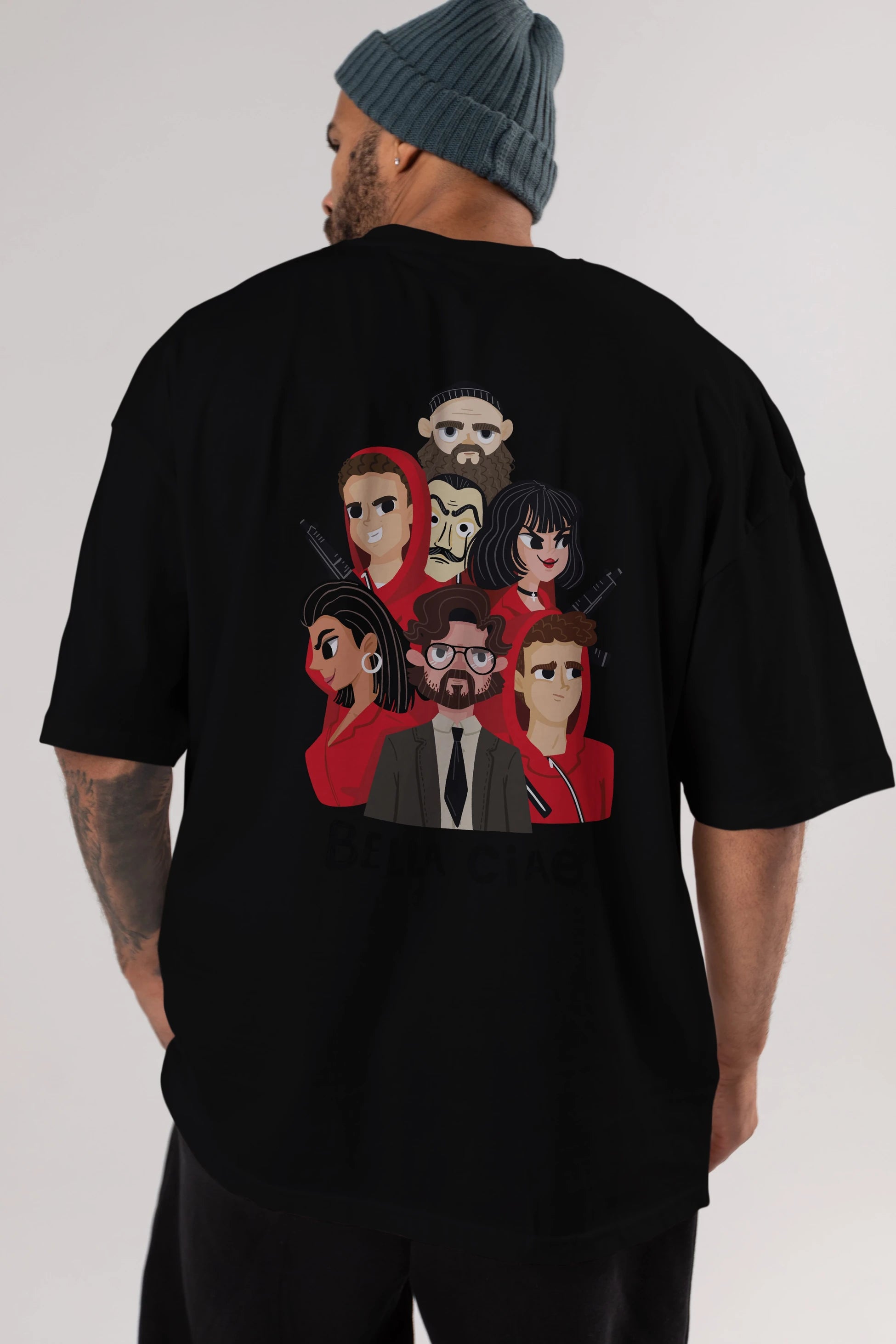 La Casa De Papel (13) Arka Baskılı Oversize t-shirt Erkek Kadın Unisex %100 Pamuk Bisiklet Yaka tişort