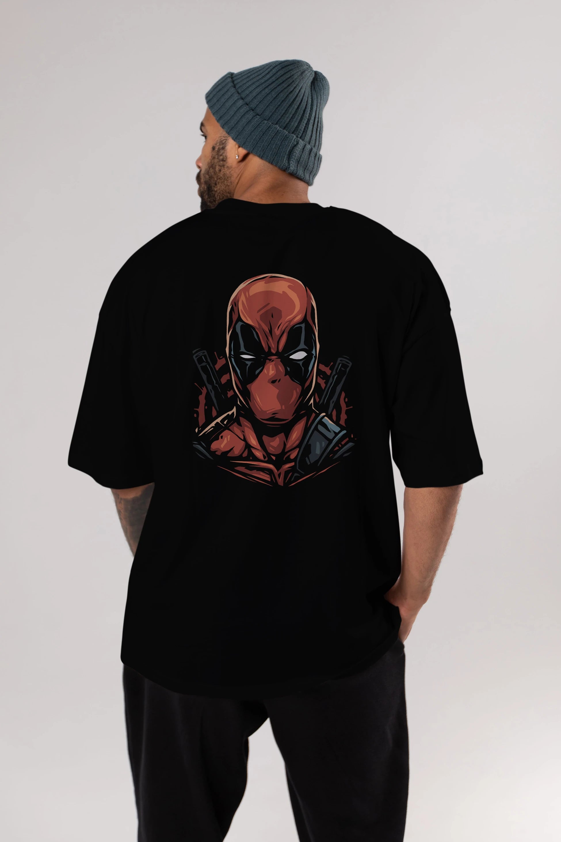 Deadpool (10) Arka Baskılı Oversize t-shirt Erkek Kadın Unisex %100 Pamuk Bisiklet Yaka tişort