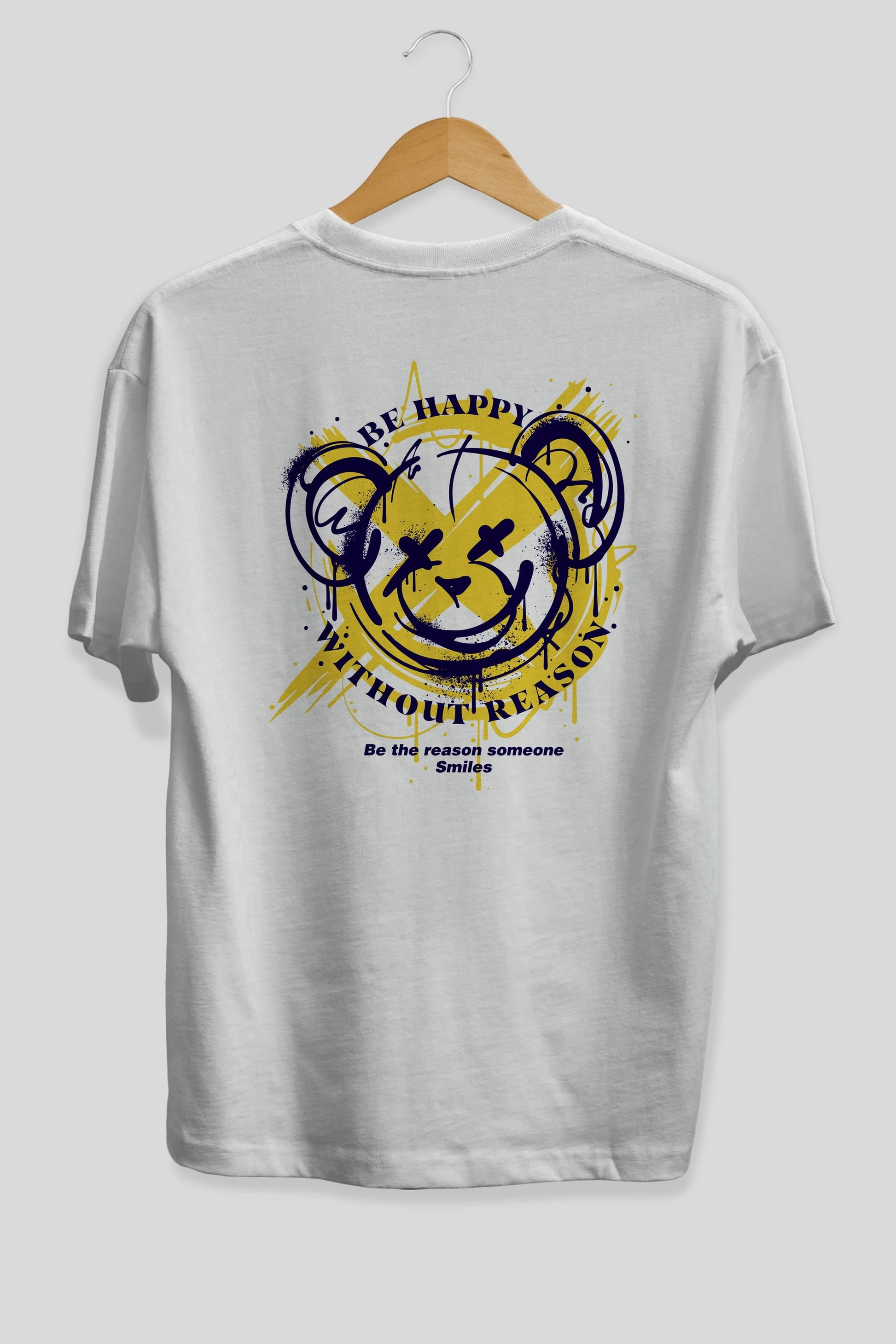 Be Happy Bear 2 Arka Baskılı Oversize t-shirt Erkek Kadın Unisex