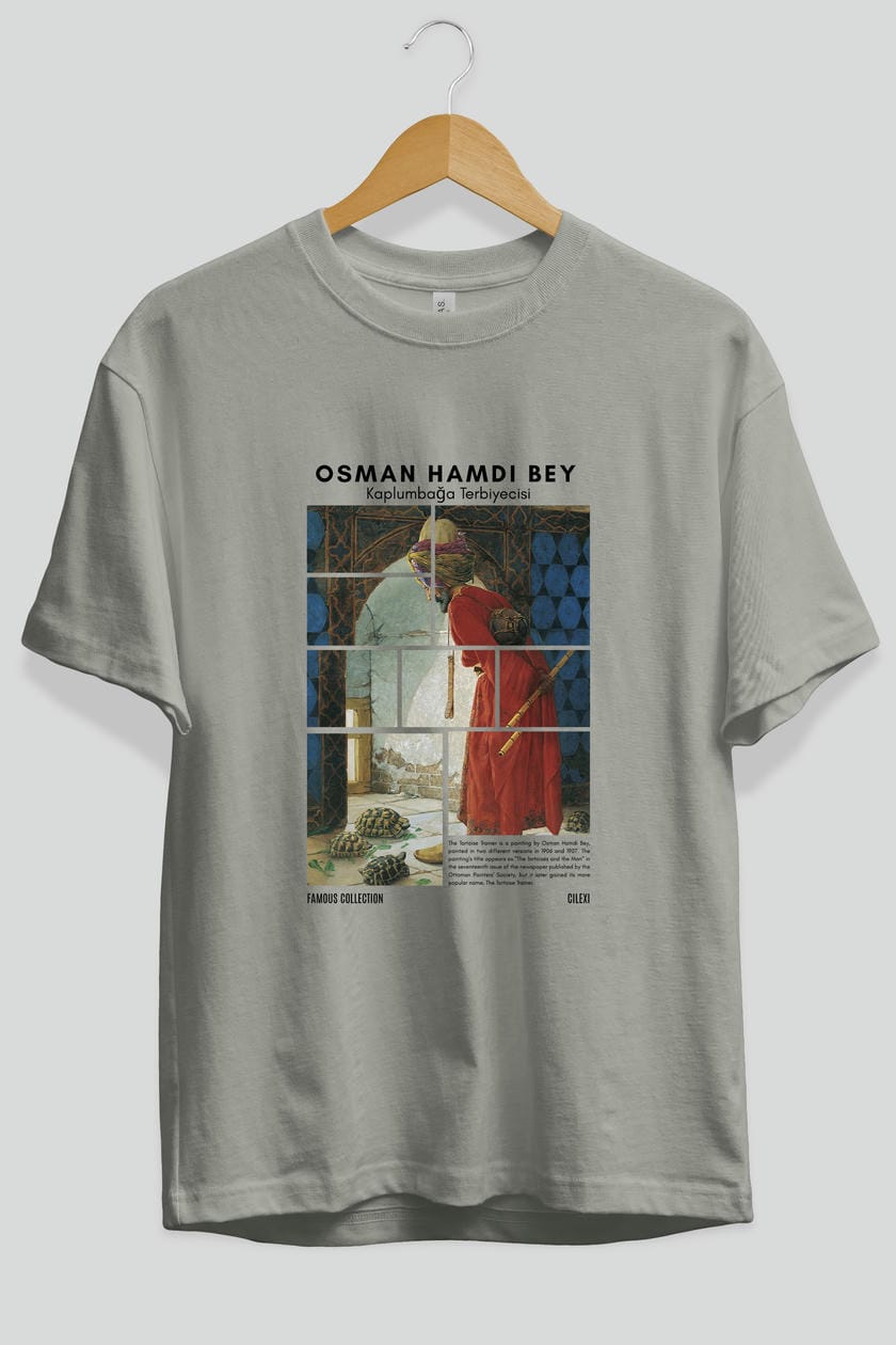 Osman Hamdi Bey ön Baskılı Oversize t-shirt Erkek Kadın Bisiklet Yaka Pamuk tişort