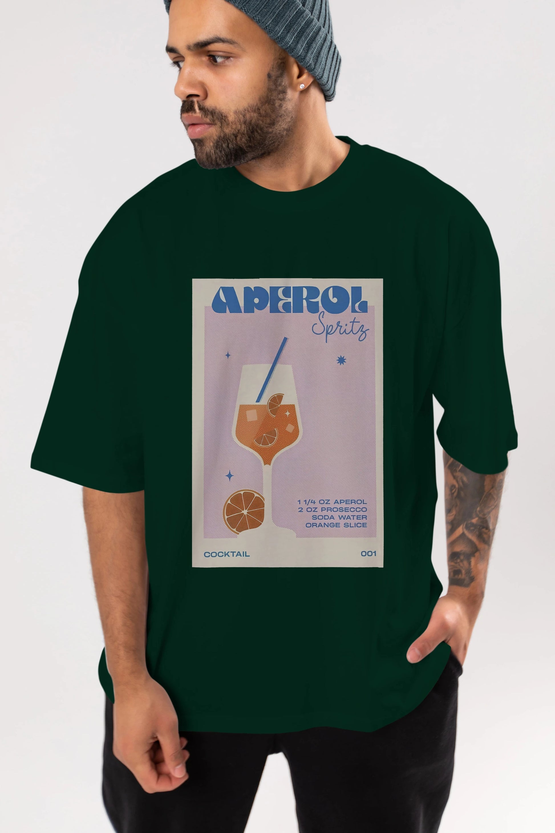Aperol Spritz Ön Baskılı Oversize t-shirt Erkek Kadın Unisex %100 Pamuk Bisiklet Yaka tişort