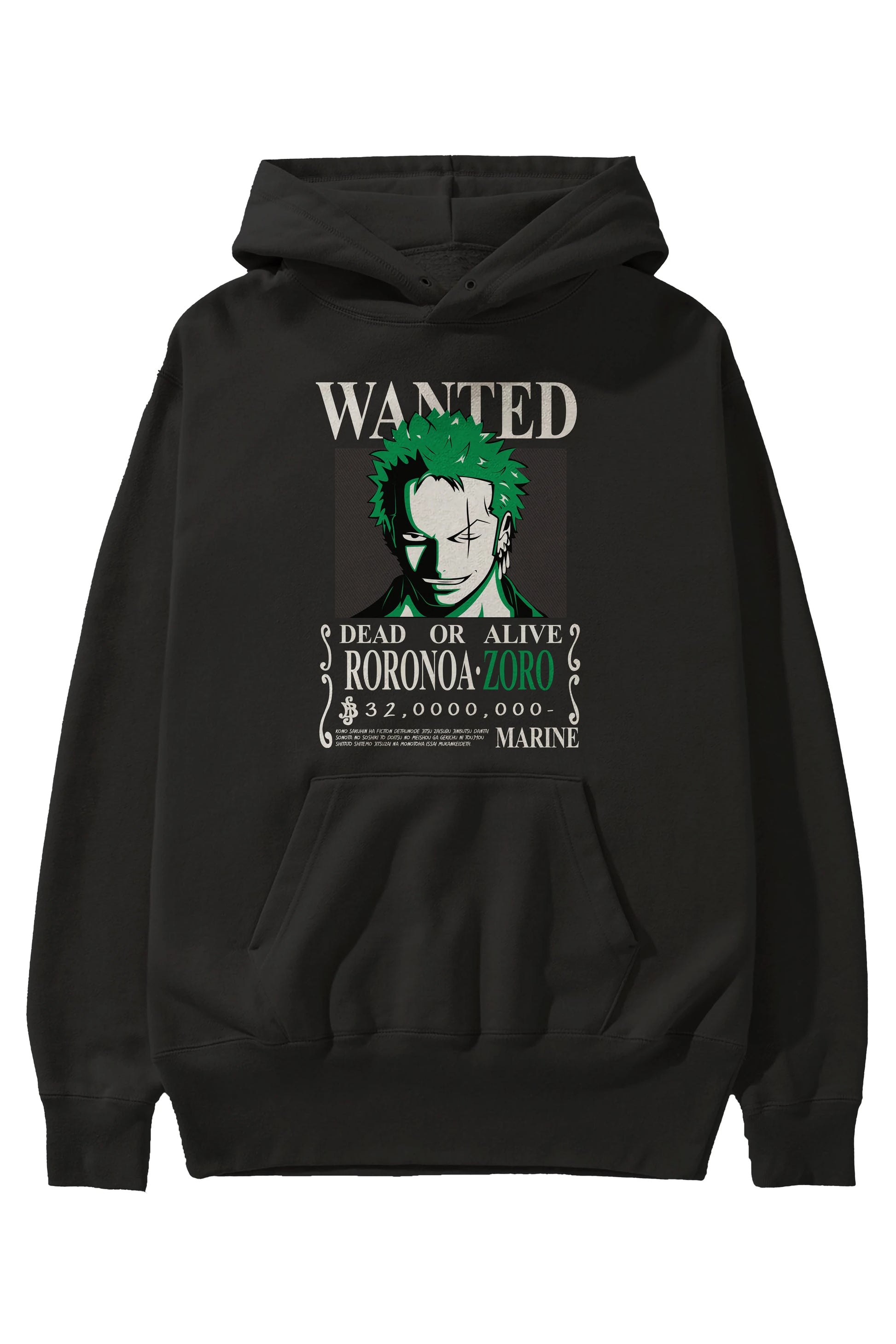 Roronoa Zoro Anime Ön Baskılı Hoodie Oversize Kapüşonlu Sweatshirt Erkek Kadın Unisex