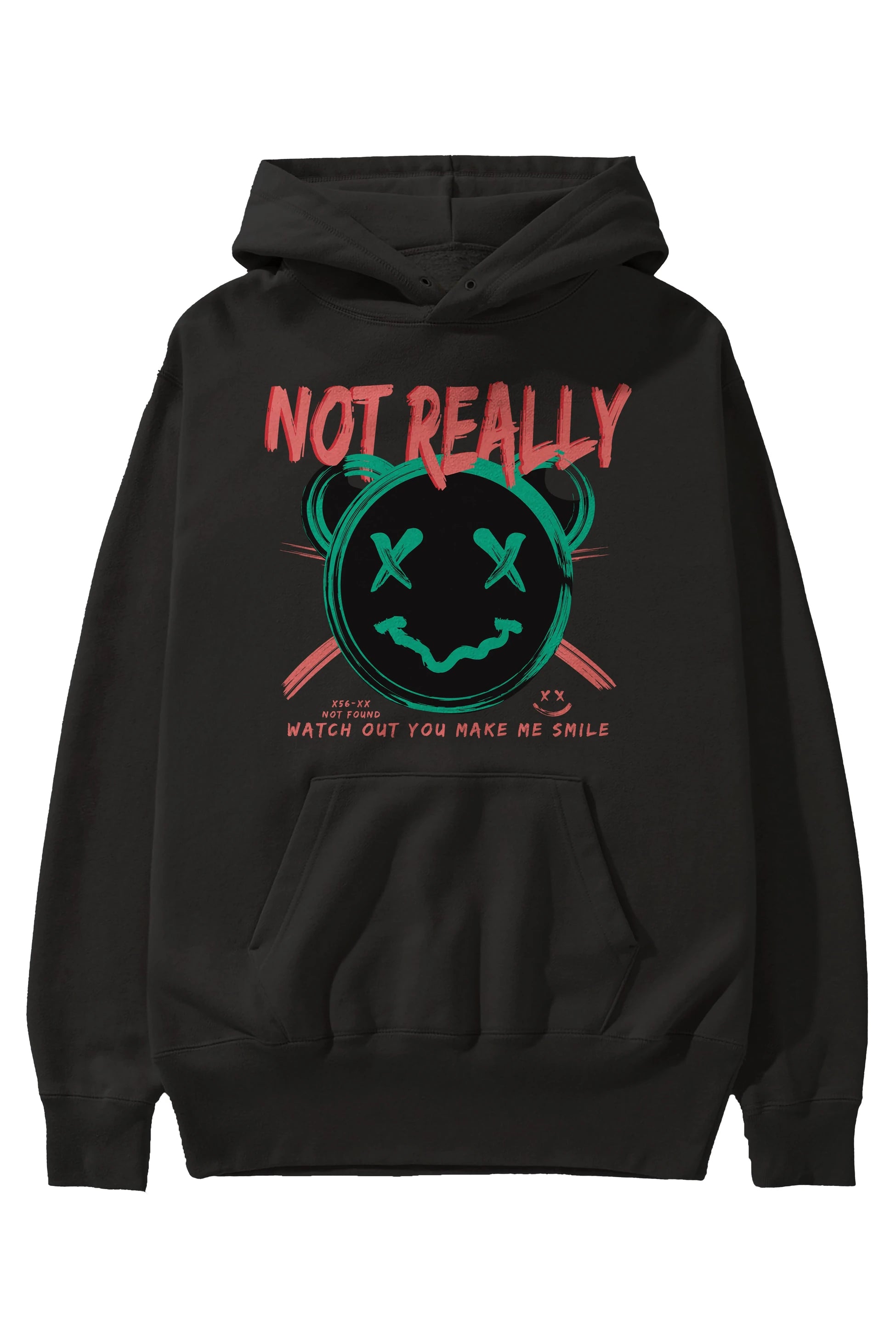 Not Really Bear Ön Baskılı Hoodie Oversize Kapüşonlu Sweatshirt Erkek Kadın Unisex