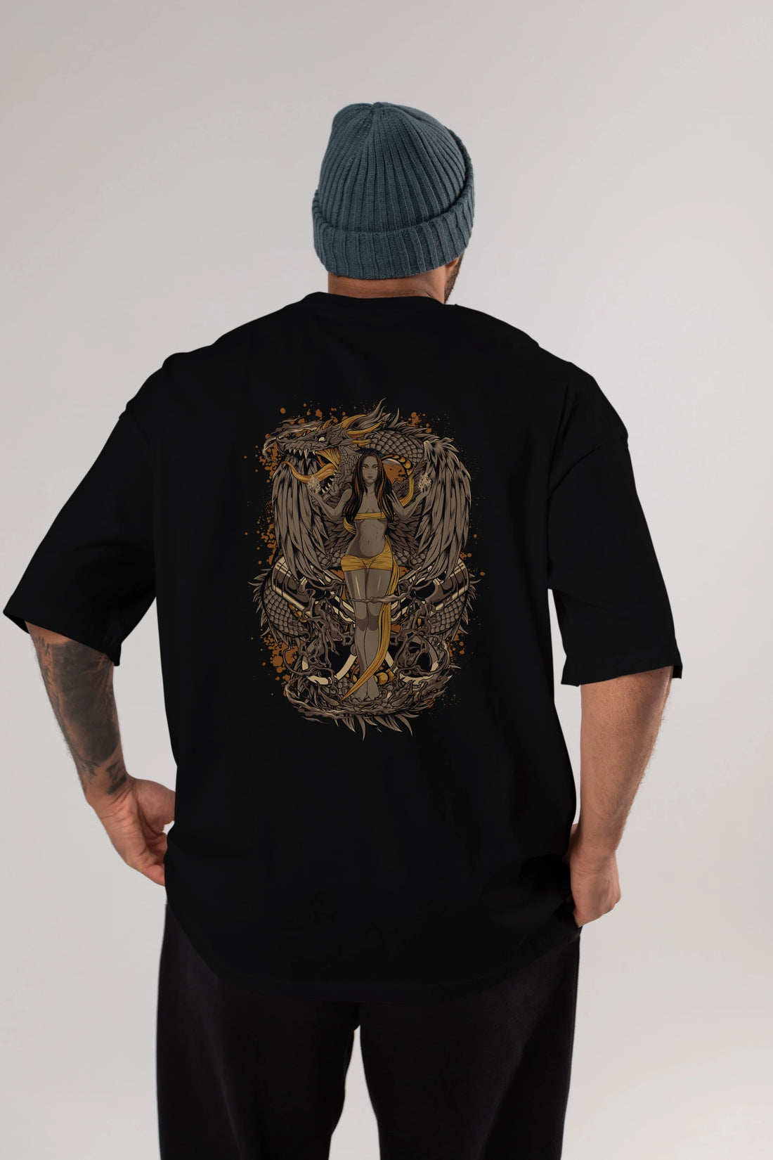 TRIBAL (3) Anime Arka Baskılı Oversize t-shirt Erkek Kadın Unisex