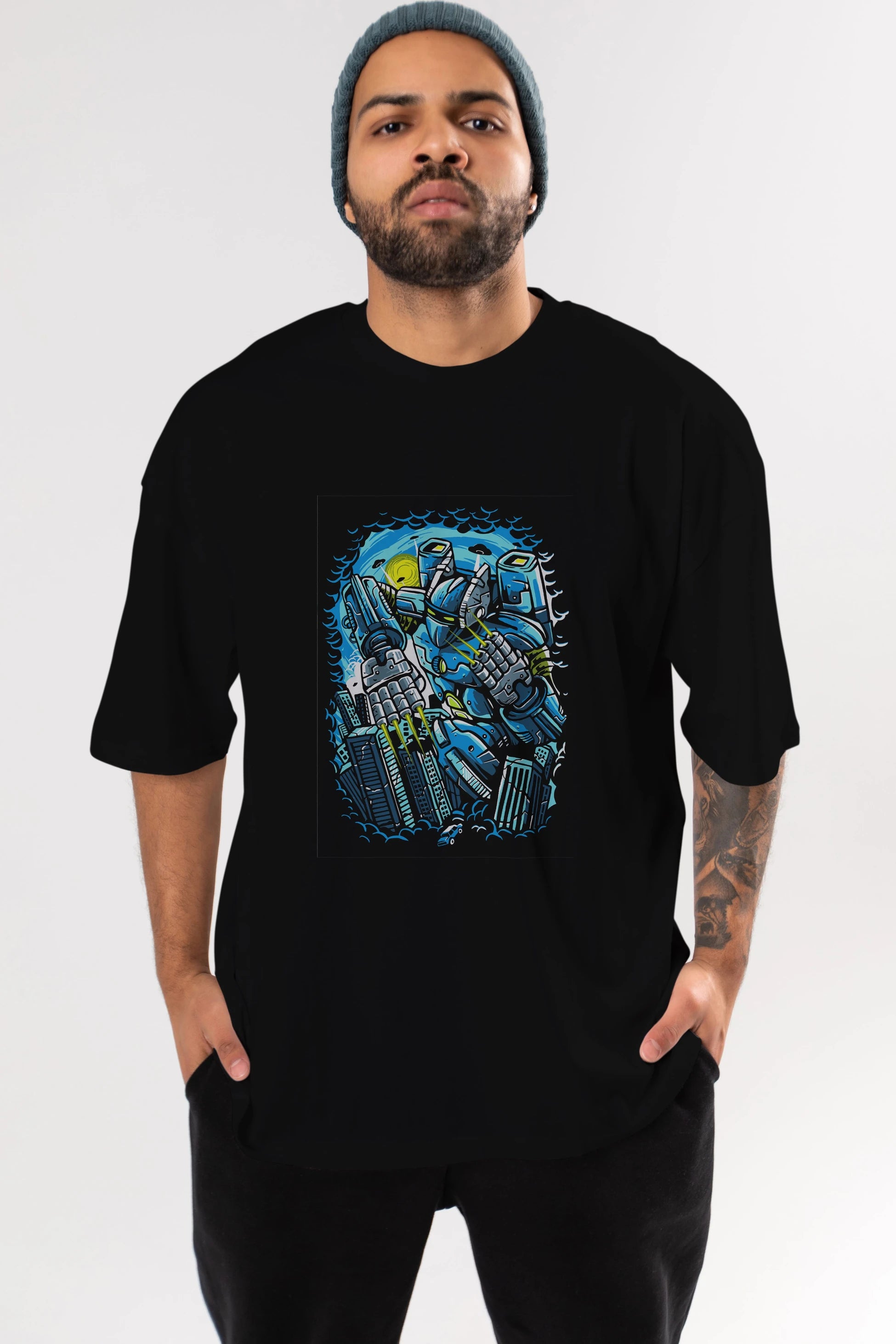 Destroy The City Ön Baskılı Oversize t-shirt Erkek Kadın Unisex %100 Pamuk tişort