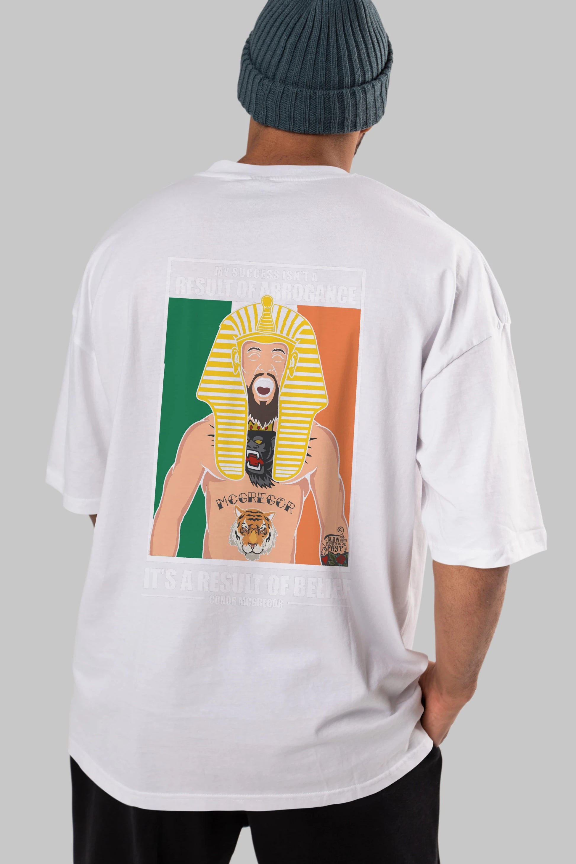 McGregor Pharaoh Arka Baskılı Oversize t-shirt Erkek Kadın Unisex %100 Pamuk tişort