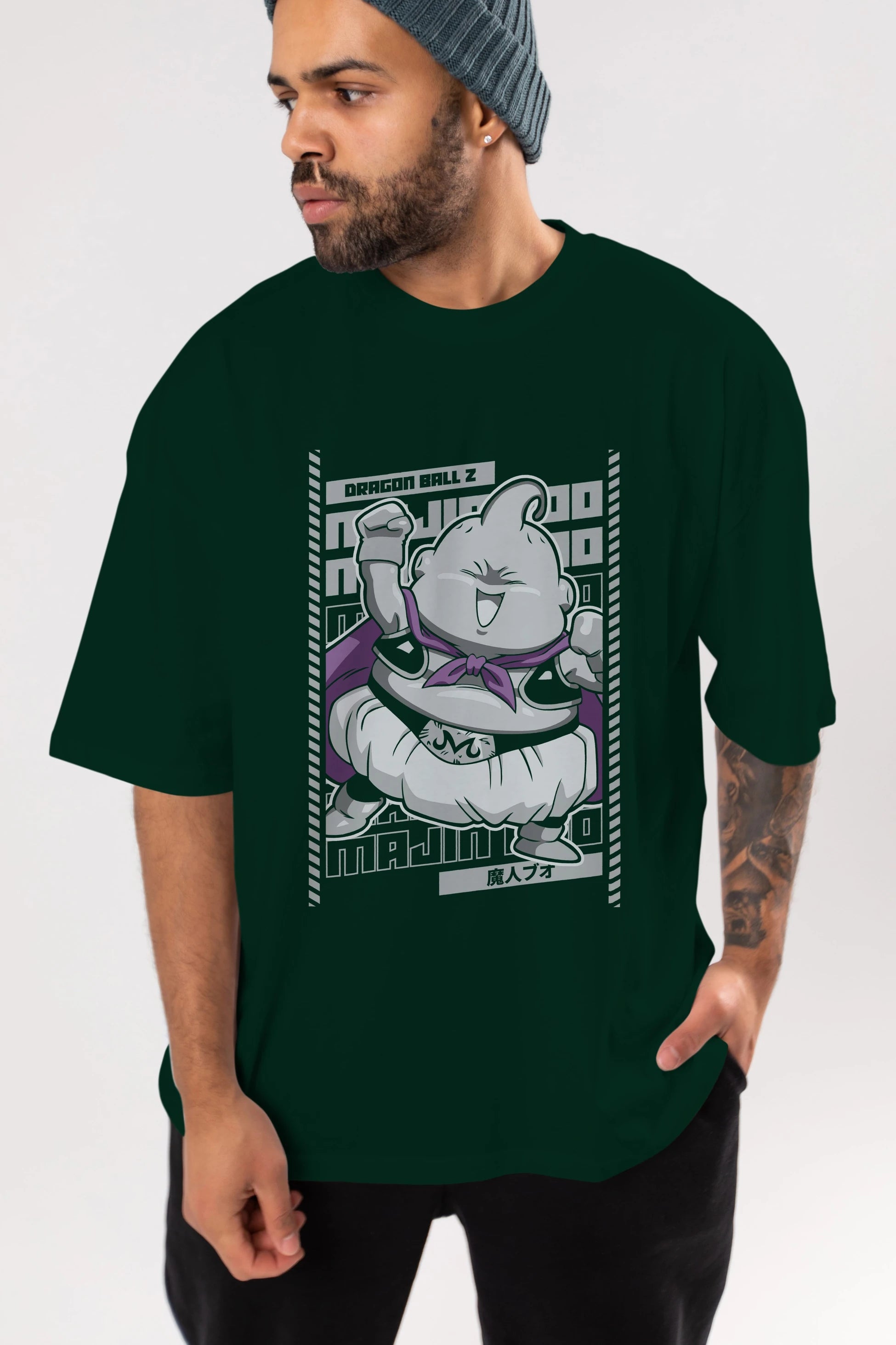 MAJIN BOO2 Anime Ön Baskılı Oversize t-shirt %100 pamuk Erkek Kadın Unisex