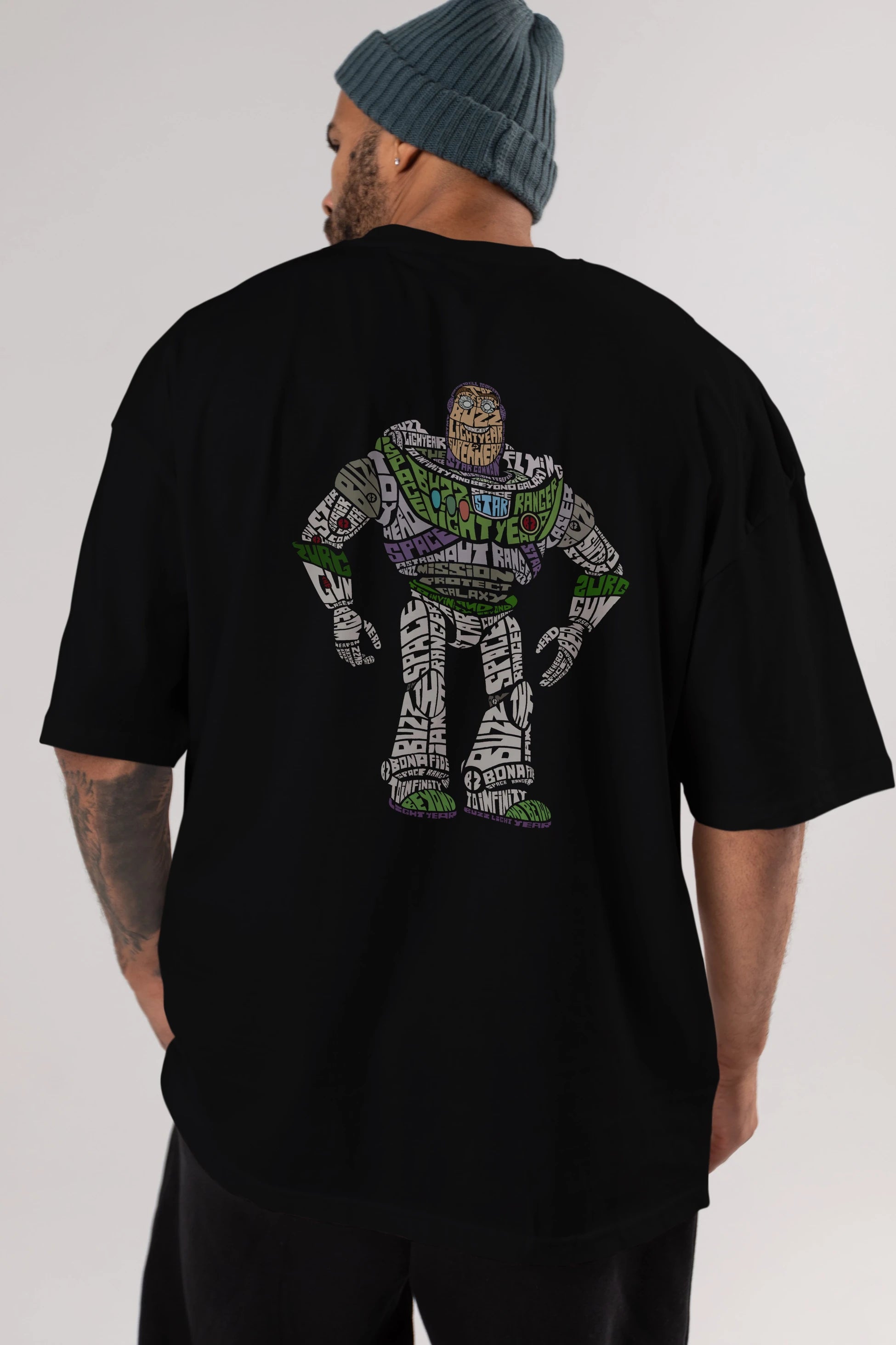 Buzz Arka Baskılı Oversize t-shirt %100 pamuk Erkek Kadın Unisex