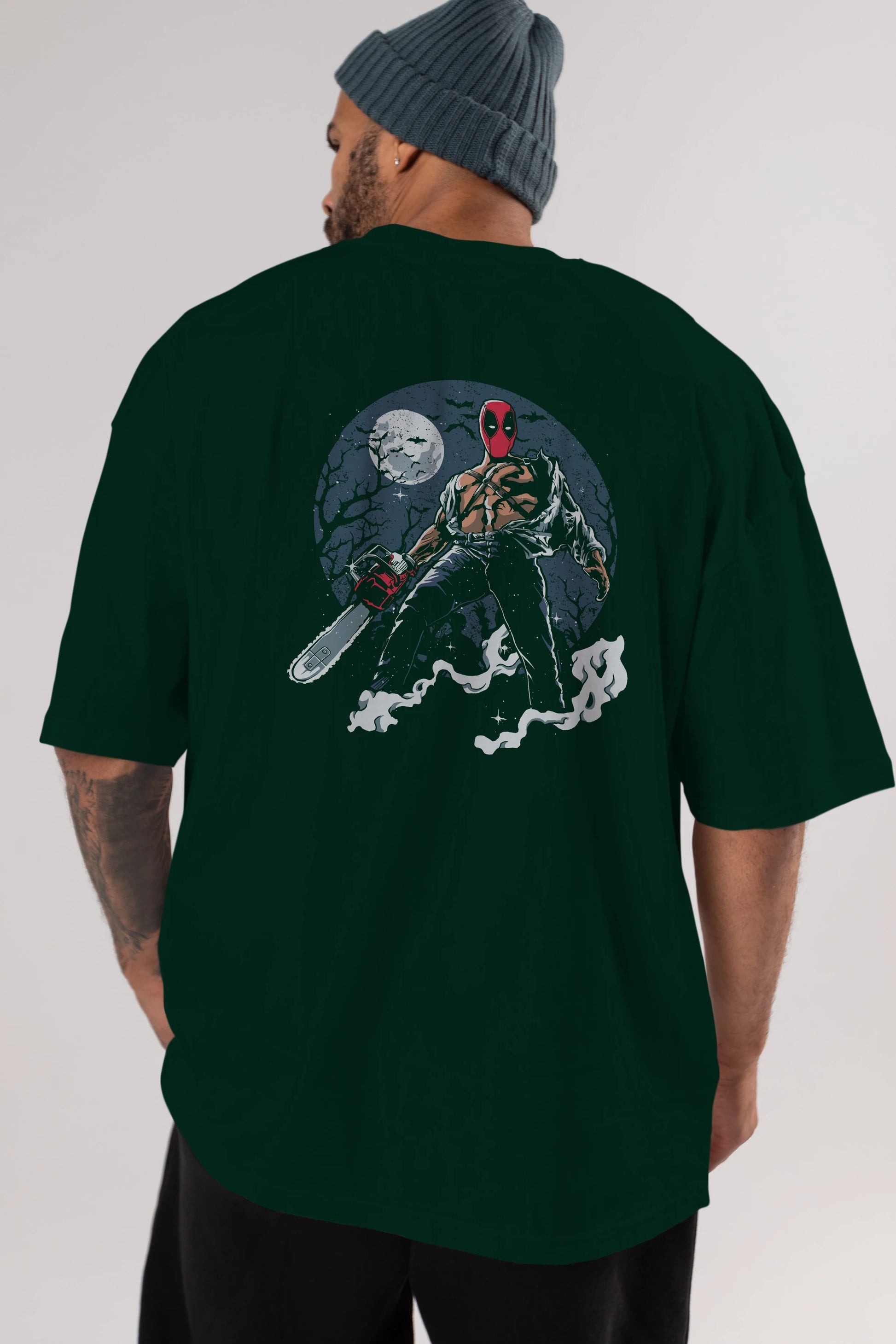 Evil Deadpool Arka Baskılı Oversize t-shirt Erkek Kadın Unisex %100 Pamuk