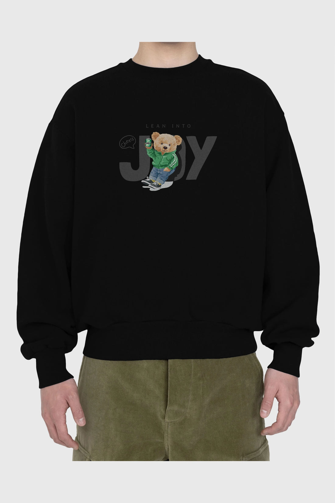 Teddy Bear Joy Ön Baskılı Oversize Sweatshirt Erkek Kadın Unisex