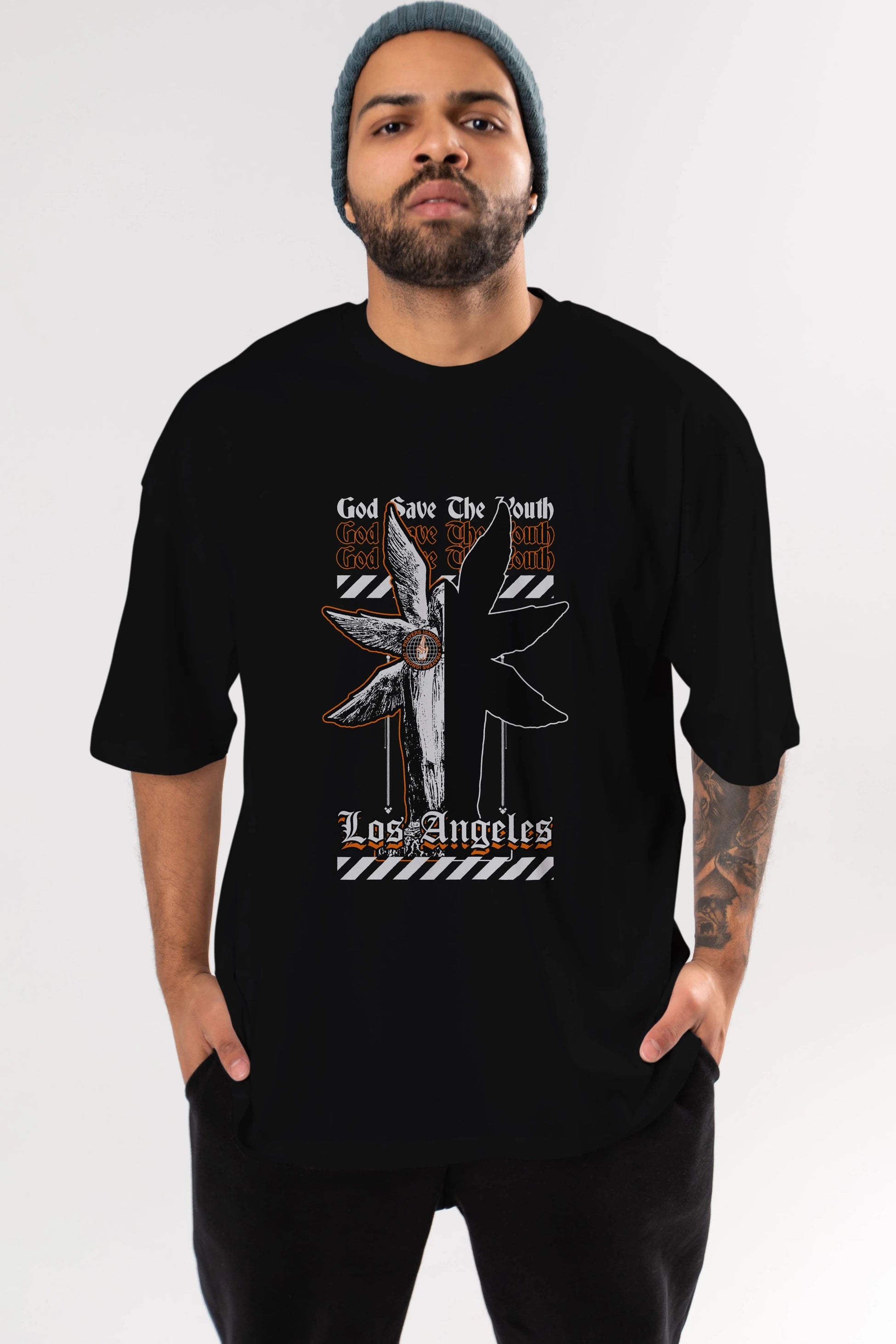 God Save The Youth Ön Baskılı Oversize t-shirt Erkek Kadın Unisex
