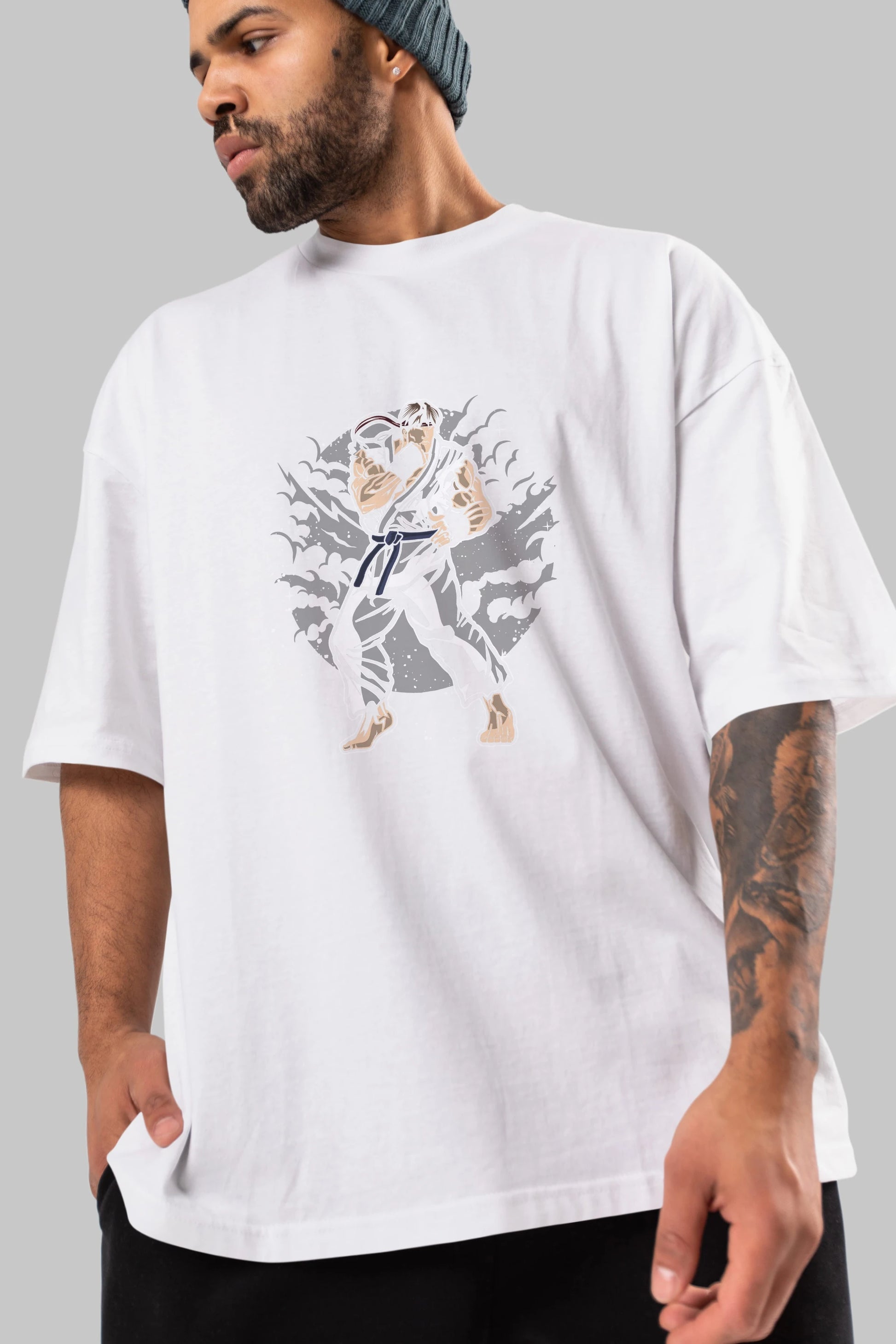 RYU Ön Baskılı Oversize t-shirt Erkek Kadın Unisex %100 Pamuk tişort