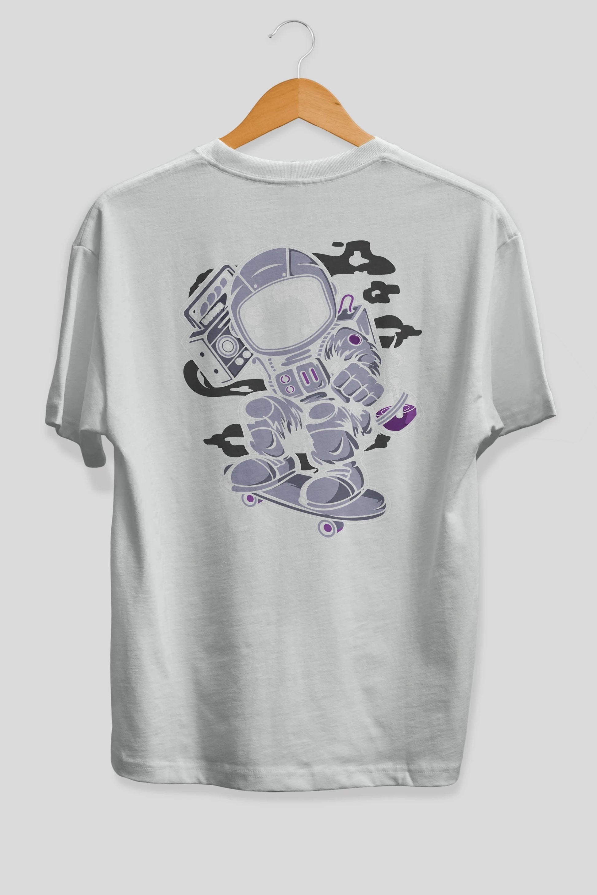Astroanut Skater Boombox Arka Baskılı Oversize t-shirt Erkek Kadın Unisex