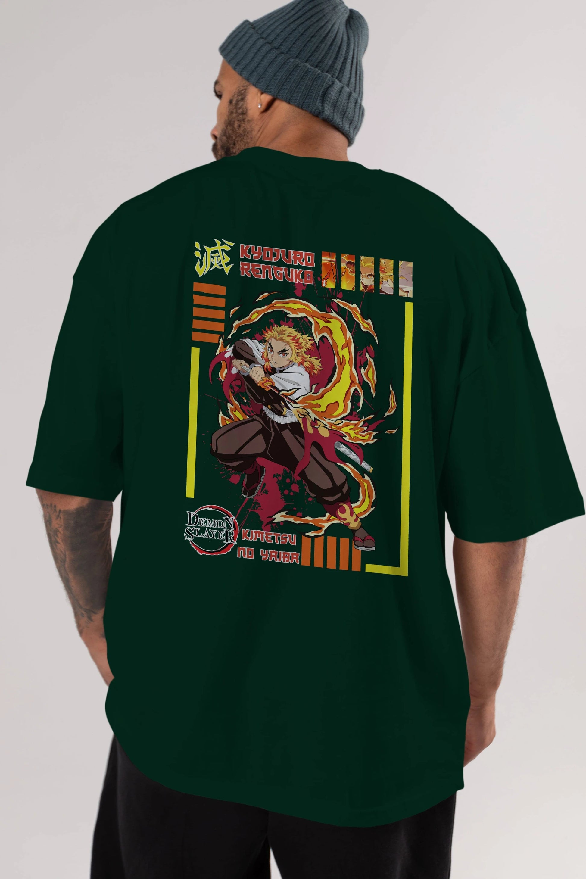 KYOJURO RENGOKU Anime Arka Baskılı Oversize t-shirt Erkek Kadın Unisex