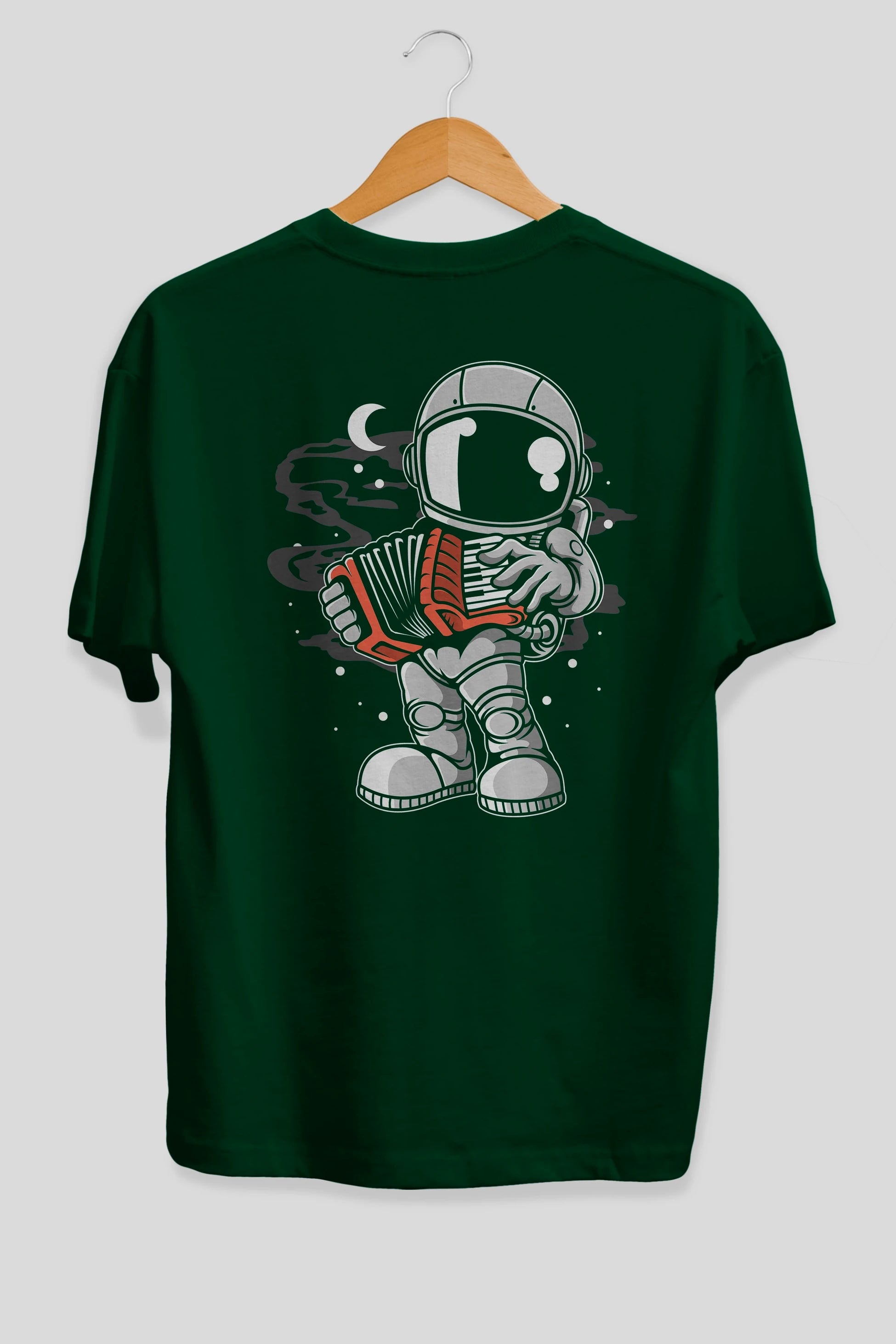 Astronaut Accordion Arka Baskılı Oversize t-shirt Erkek Kadın Unisex
