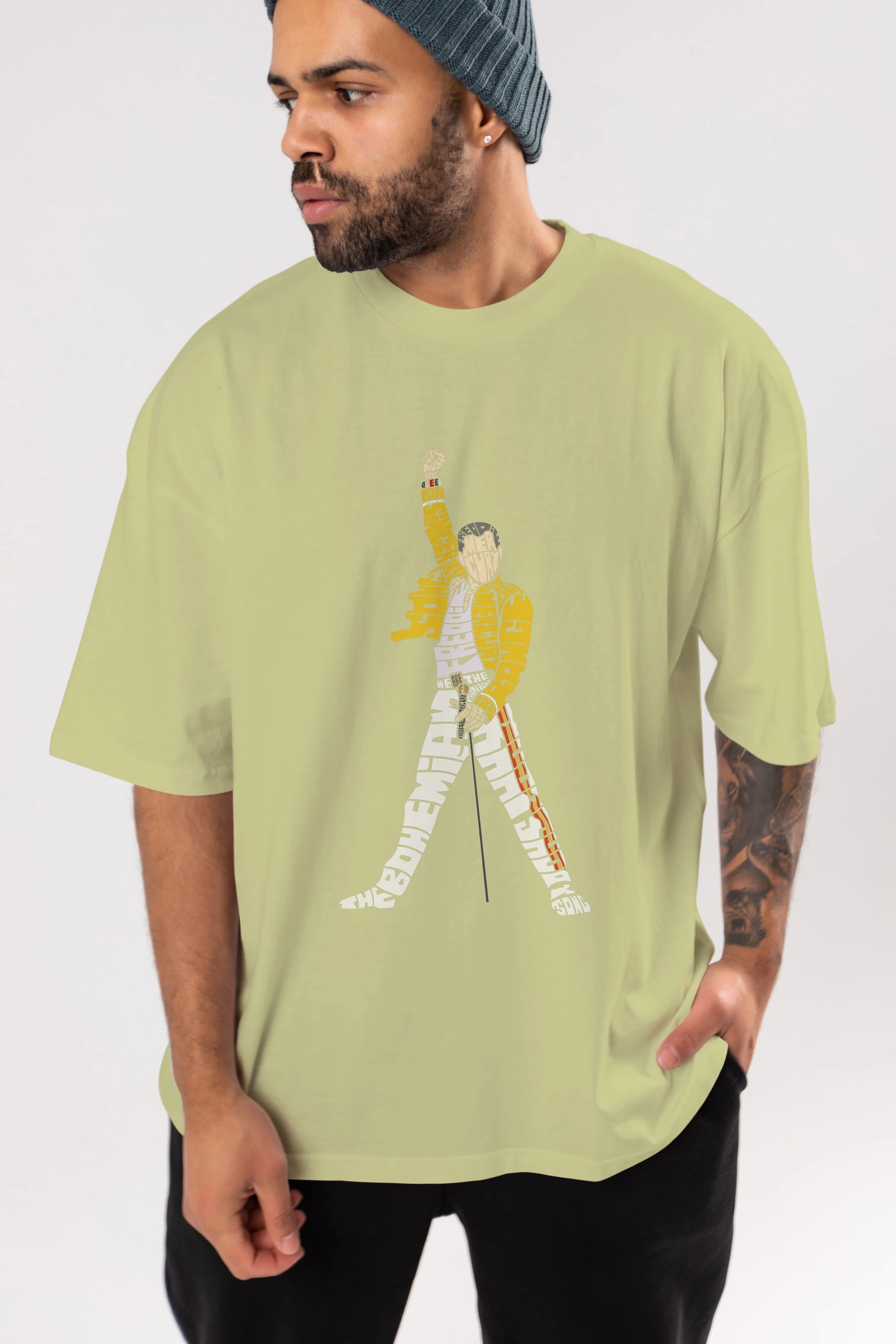 Freddy Mercury Ön Baskılı Oversize t-shirt %100 pamuk Erkek Kadın Unisex