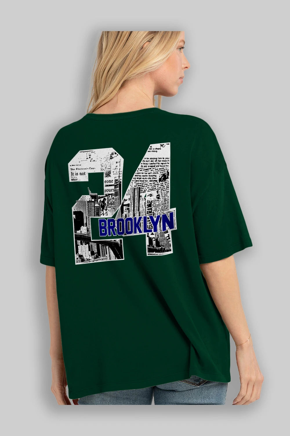 Brooklyn 24 Arka Baskılı Oversize t-shirt Erkek Kadın Unisex