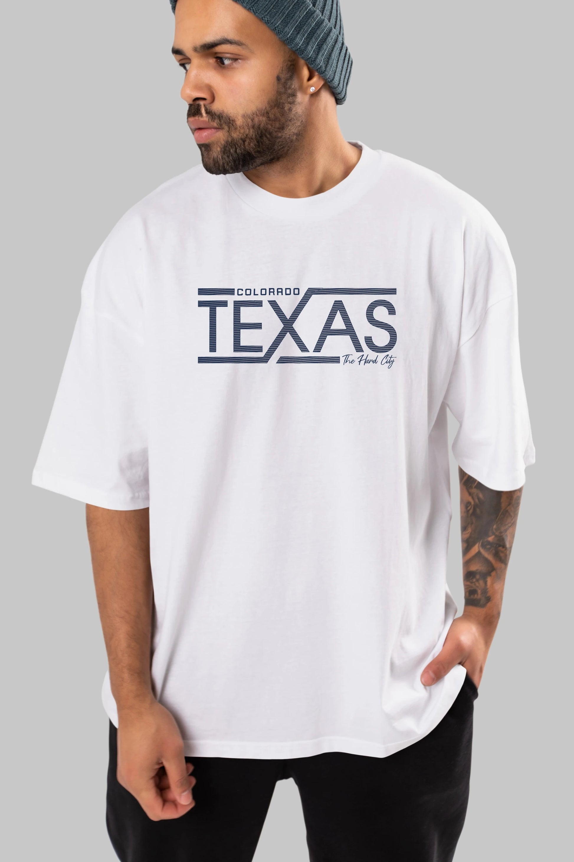 Texas Ön Baskılı Oversize t-shirt Erkek Kadın Unisex