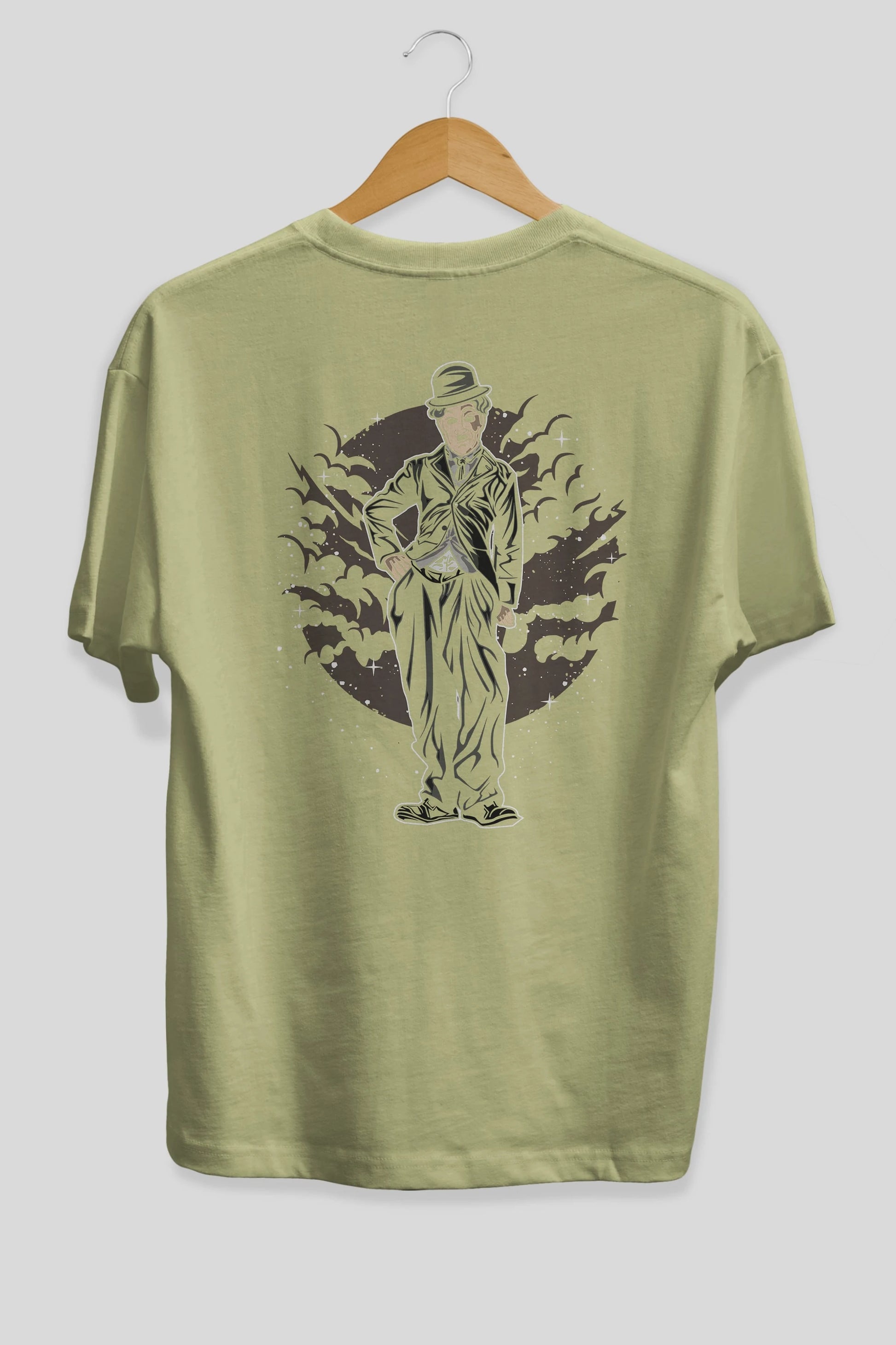 CHAPLIN Arka Baskılı Oversize t-shirt Erkek Kadın Unisex %100 Pamuk