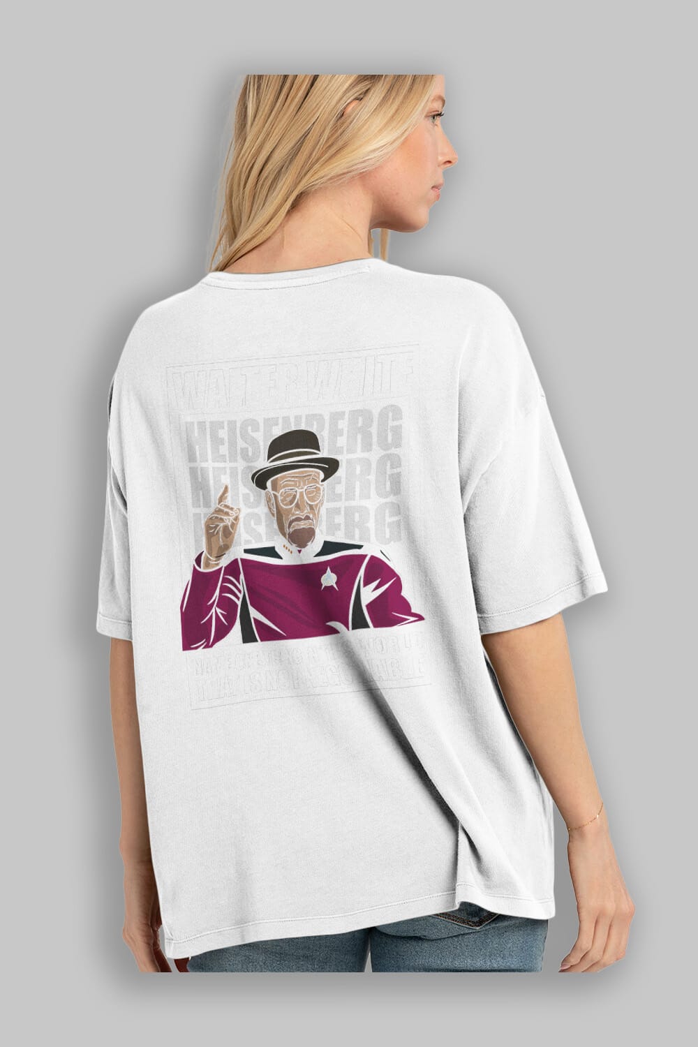 Captain Pixard Heisenberg Arka Baskılı Oversize t-shirt Erkek Kadın Unisex %100 Pamuk tişort
