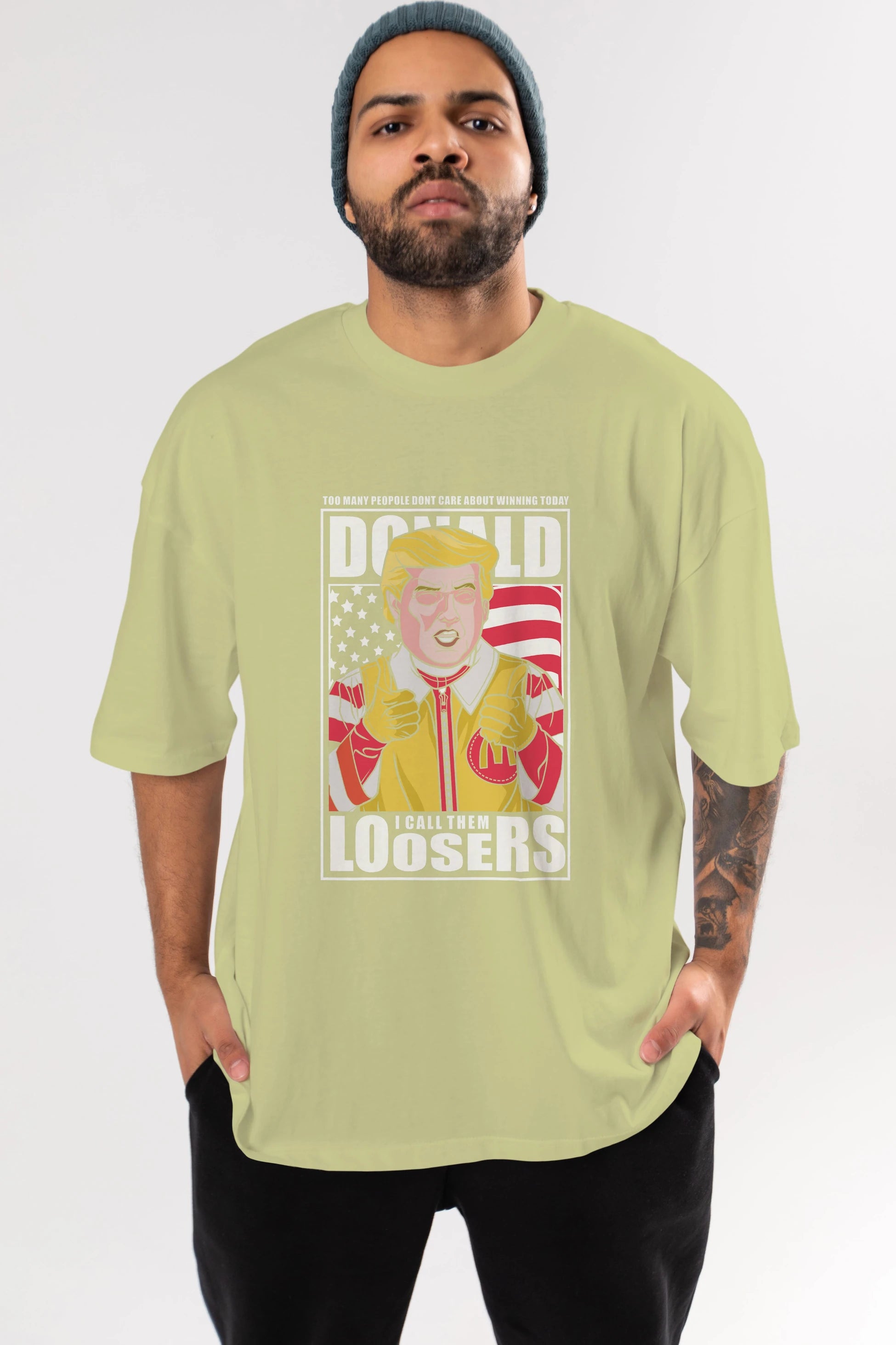 Ronald Trump Ön Baskılı Oversize t-shirt Erkek Kadın Unisex %100 Pamuk tişort