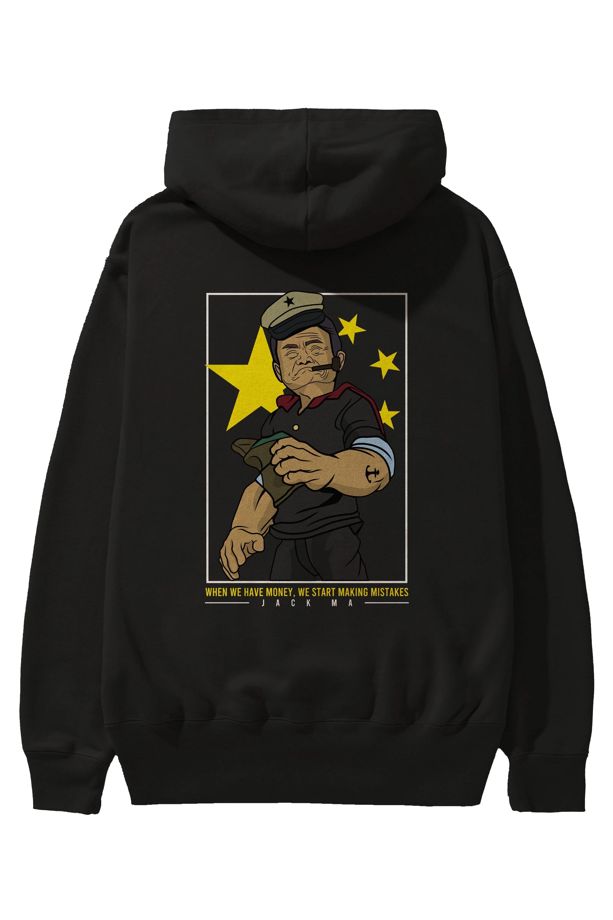 Popeye Jack Ma Arka Baskılı Hoodie Oversize Kapüşonlu Sweatshirt Erkek Kadın Unisex