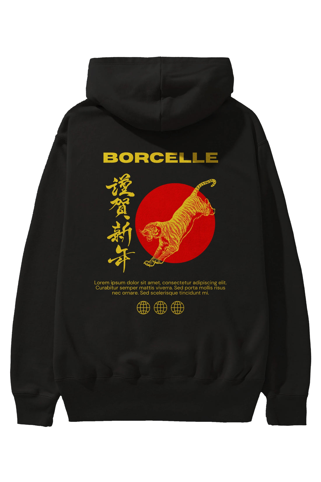 Borcelle Tiger Streetwear Arka Baskılı Oversize Hoodie Kapüşonlu Sweatshirt Erkek Kadın Unisex
