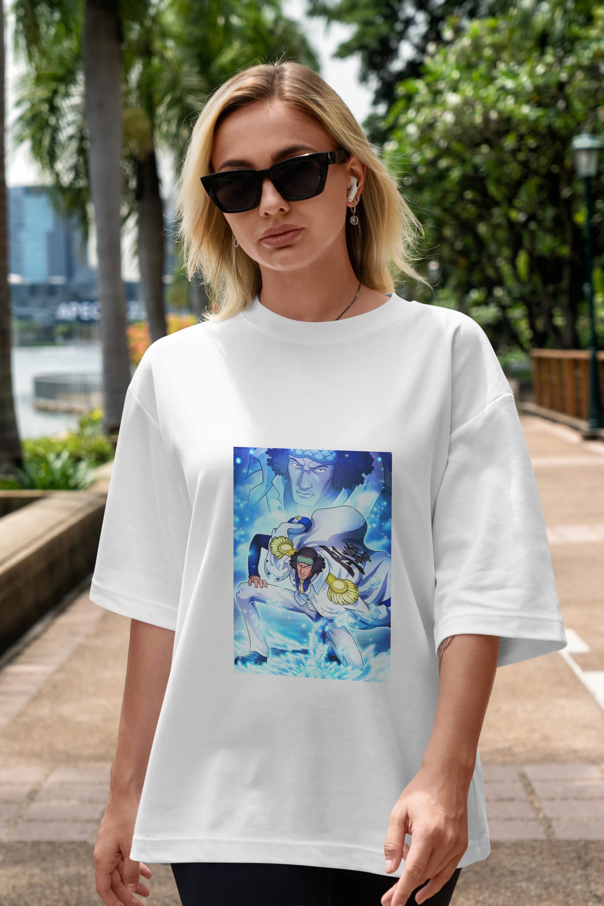 Kuzan Anime Ön Baskılı Oversize t-shirt Erkek Kadın Unisex