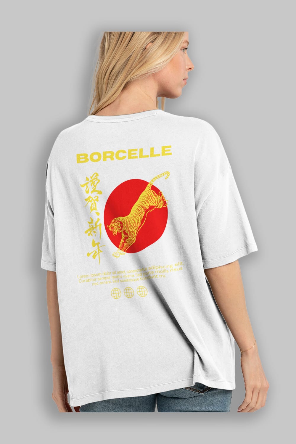 Borcelle Tiger Streetwear Arka Baskılı Oversize t-shirt Erkek Kadın Unisex